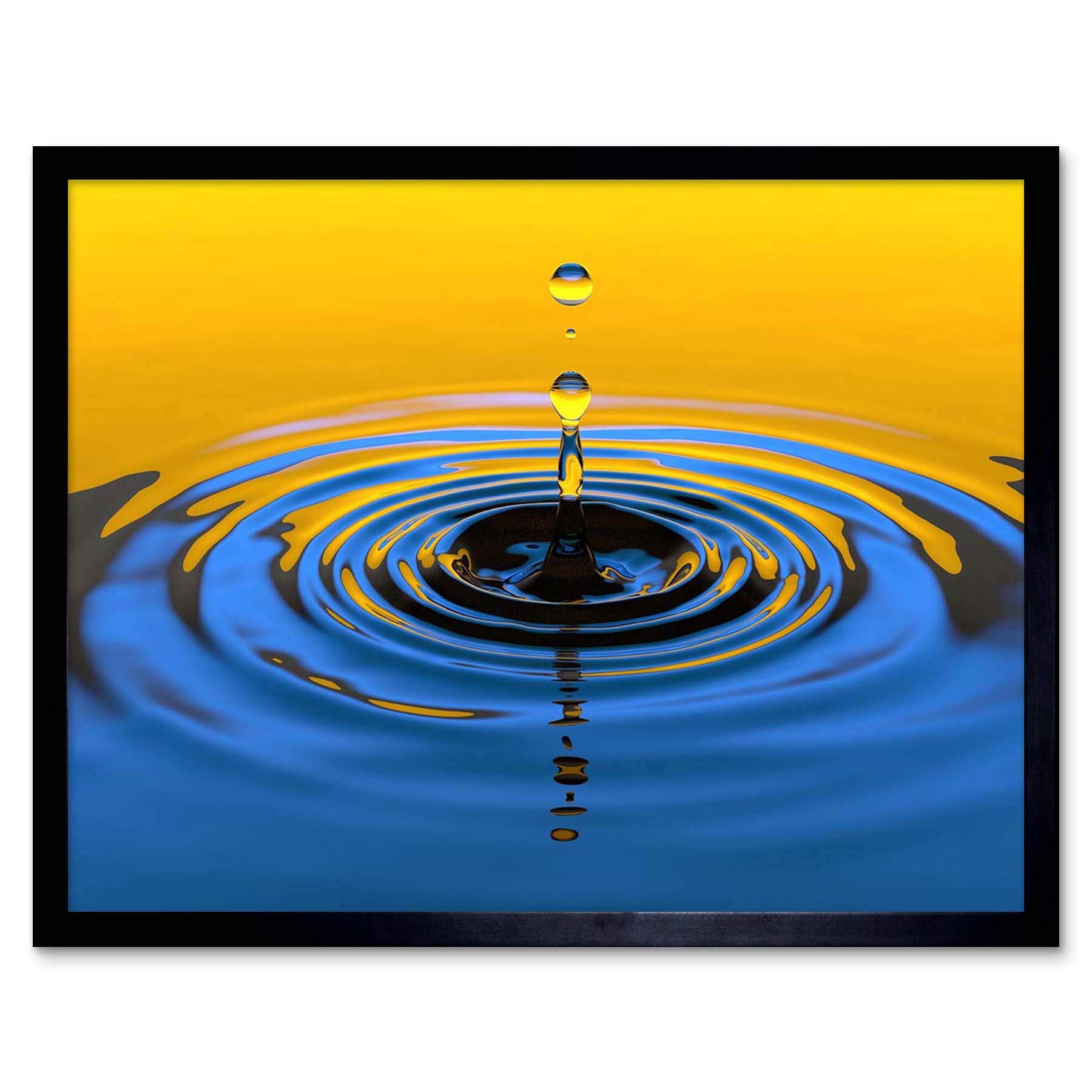 Water Drop Splash Ripple Art Print Framed Poster Wall Decor 12X16 Inch