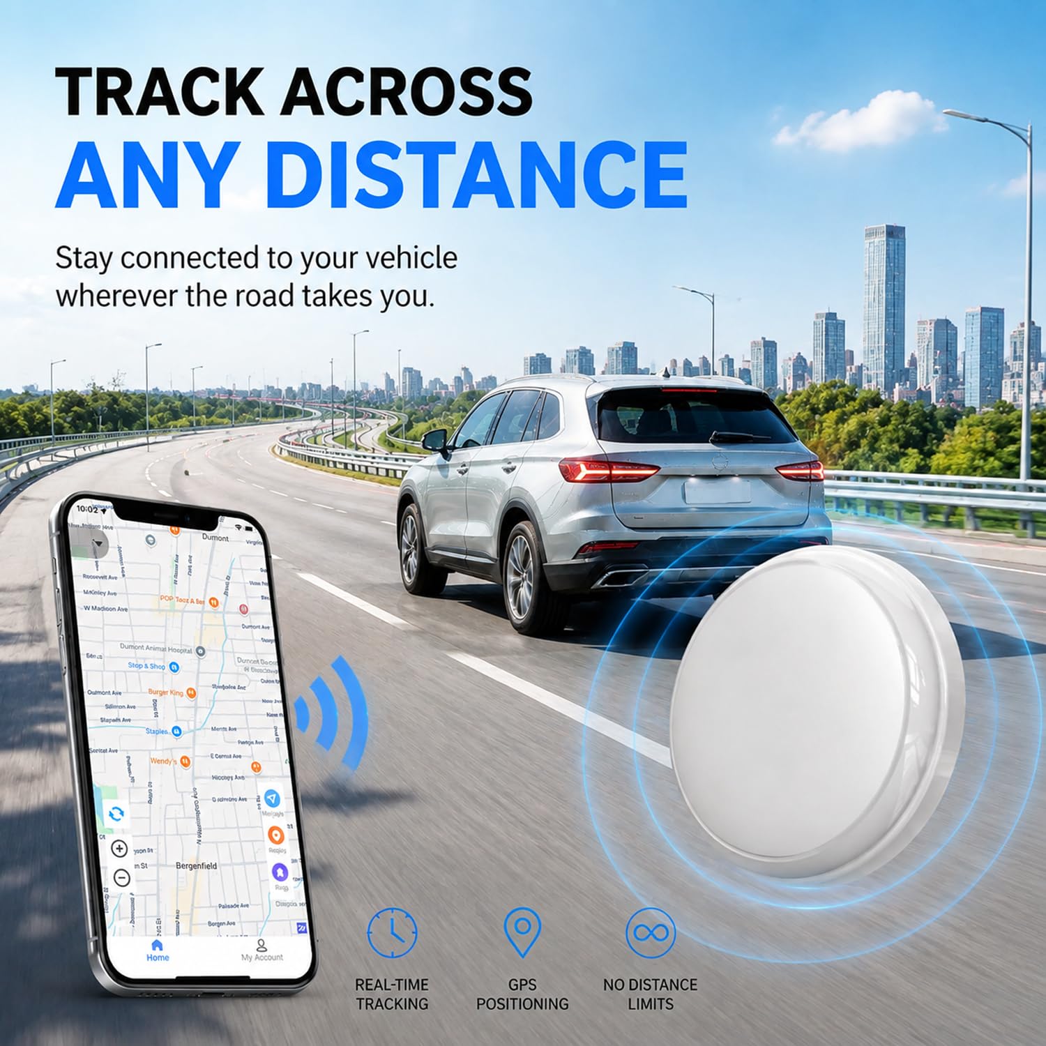 Localizzatore GPS per cani e gatti, impermeabile, leggero, mini localizzatore per animali domestici in tempo reale con batteria di 1 anno, nessun abbonamento o SIM richiesto, cronologia delle