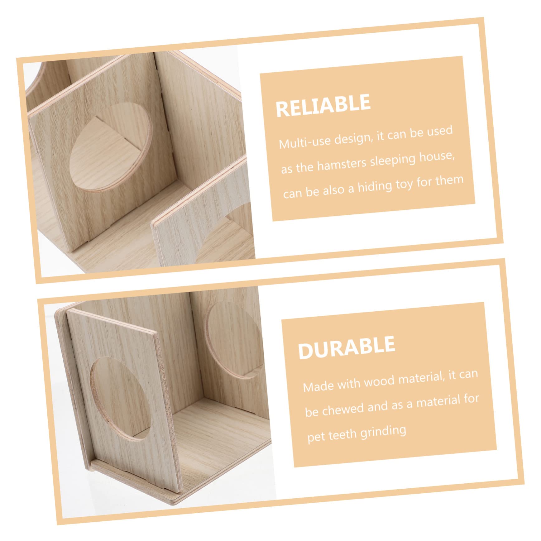 ABOOFAN Cabaña de Madera Espacio Privado y Función para Desgastar Dientes Diseño Transparente y Dos Habitaciones para Hámster Adecuado para Verano E Invierno
