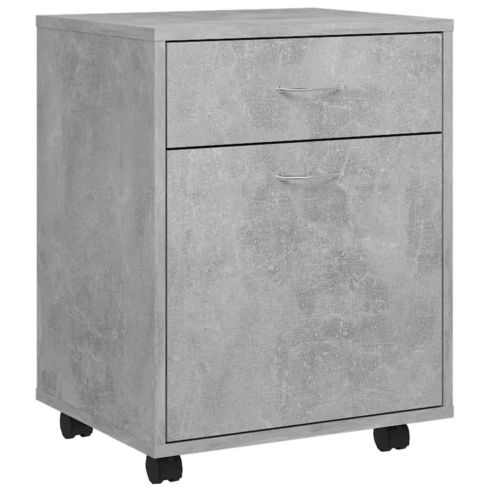 Homgoday Mobiletto con Rotelle Grigio Cemento 45x38x54 cm in Truciolato, Salvaspazio Armadietto da Esterno, Mobili Esterno Balcone per Soggiorno, Ufficio, Camera da Letto, Bagno