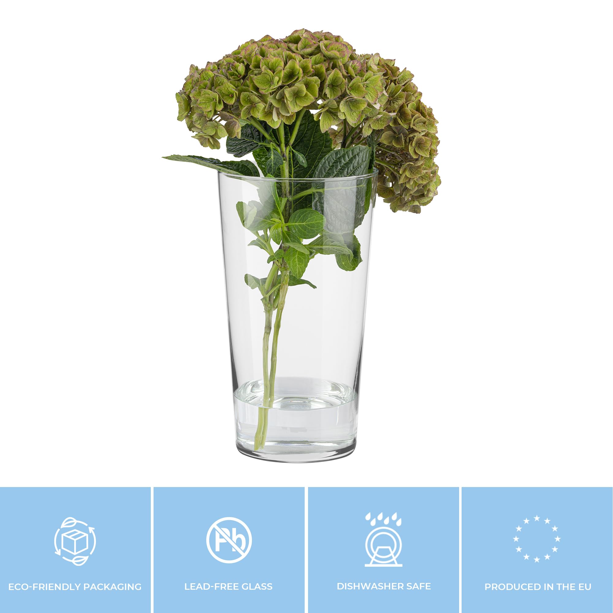 Trend for Home Flower Vases for Living Room H: 25 cm Glass Vases for Flowers Conical Vase Tall Vase for Pampas Grass Round Vase - Image 4