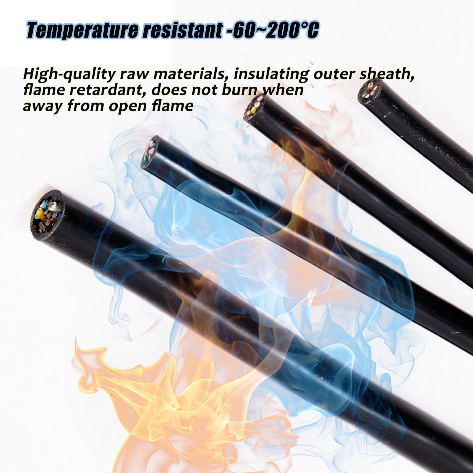 Alambre eléctrico de alta temperatura Calor, La goma de silicona y FEP aislaron el cable cobre estañado la base del AWG 2-12 24-26 -60C a 200C(30FT,26AWG-4C)