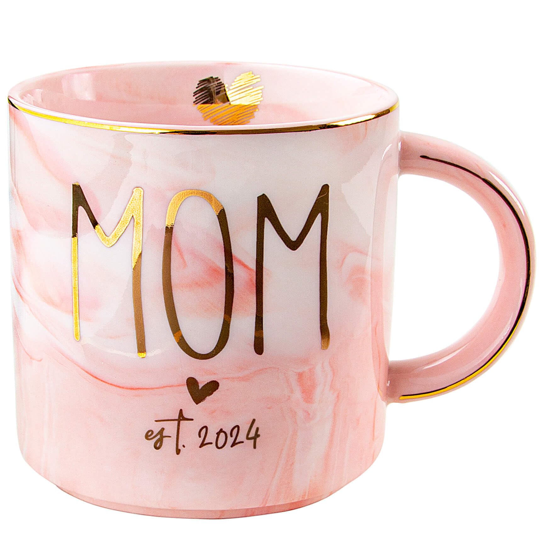 VILIGHTVILIGHT New Mom Gifts for Women - Pregnancy Gifts for First Time Moms est 2024 Expecting Mothers - Pink Marble Mug Ceramic Coffee Cup 11oz