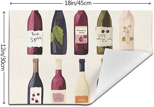 Miniatura 2 de 6 PCS PVC Placemats Set Place Mats Cute Wines Bottle Non-Slip Weave Place Mats 12" x 18" Farmhouse Table Mat Set for Family Dinners Wedding Parties
