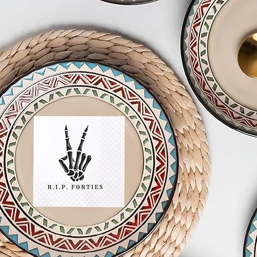 Miniatura 4 de SharkBliss RIP Forties - Servilletas de cóctel, paquete de 100 servilletas de papel RIP Forties Death to My 40s Dirty 50 Birthday de papel para 50