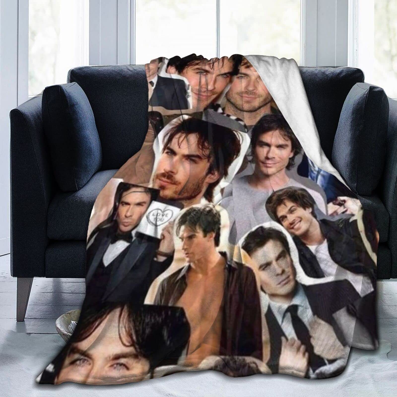 DJNGN Ian-Somerhalder Cozy Plush Thow Blanket Flannel Blanket,Bedding Warm Fleece Soft Blanket for Sofa Couch Living Room Office Car Camp Beach Blankets 50"X40"