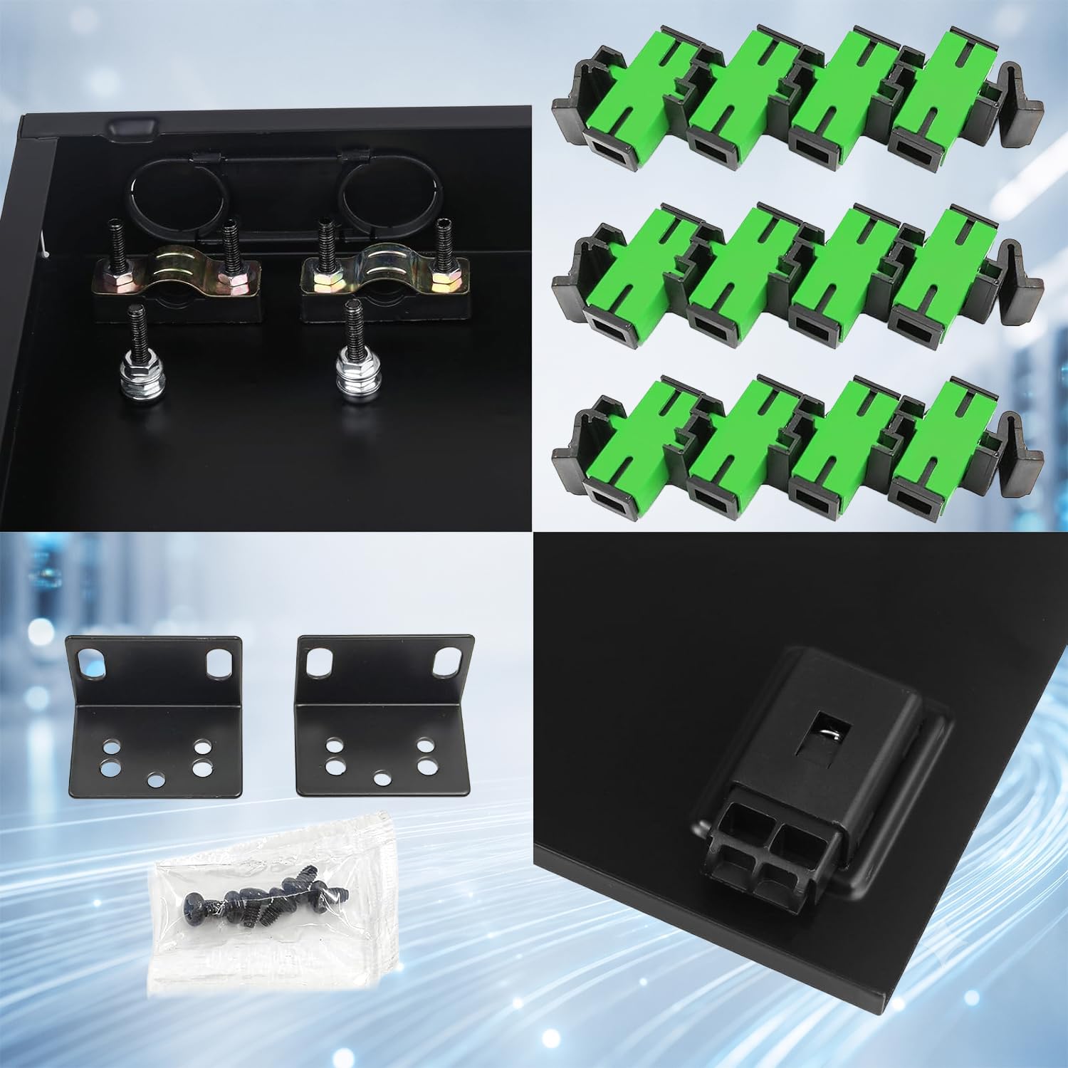 SC-APC 24 Simplex Boîtier de montage en rack 24 ports avec plateau