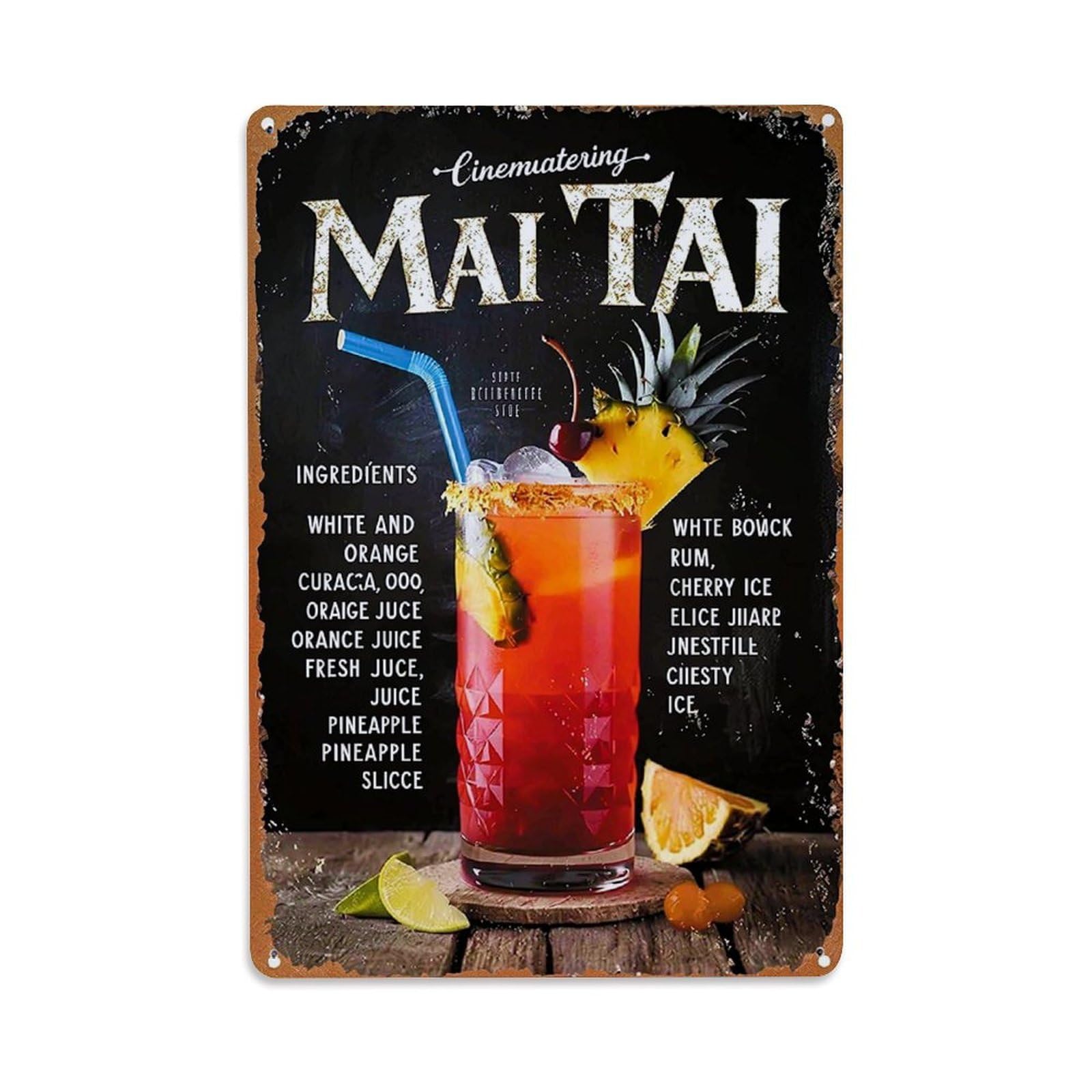 Jdyaojiesheng Vintage Cocktail Recipe Poster Design Tin Sign Retro Metal Wall Decor Metal Poster, Home Bar Garage Farmhouse Cafe Wall Art Decoration 8X12inches