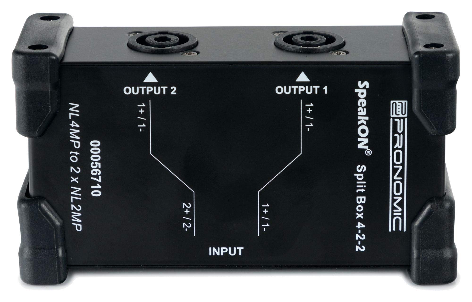 Pronomic Speakon Split Box 4-2-2 - Splitter/Merger per cavi Speakon - divide segnale 4 poli in 2x 2 poli - prese originali Neutrik - robusto telaio in acciaio - nero