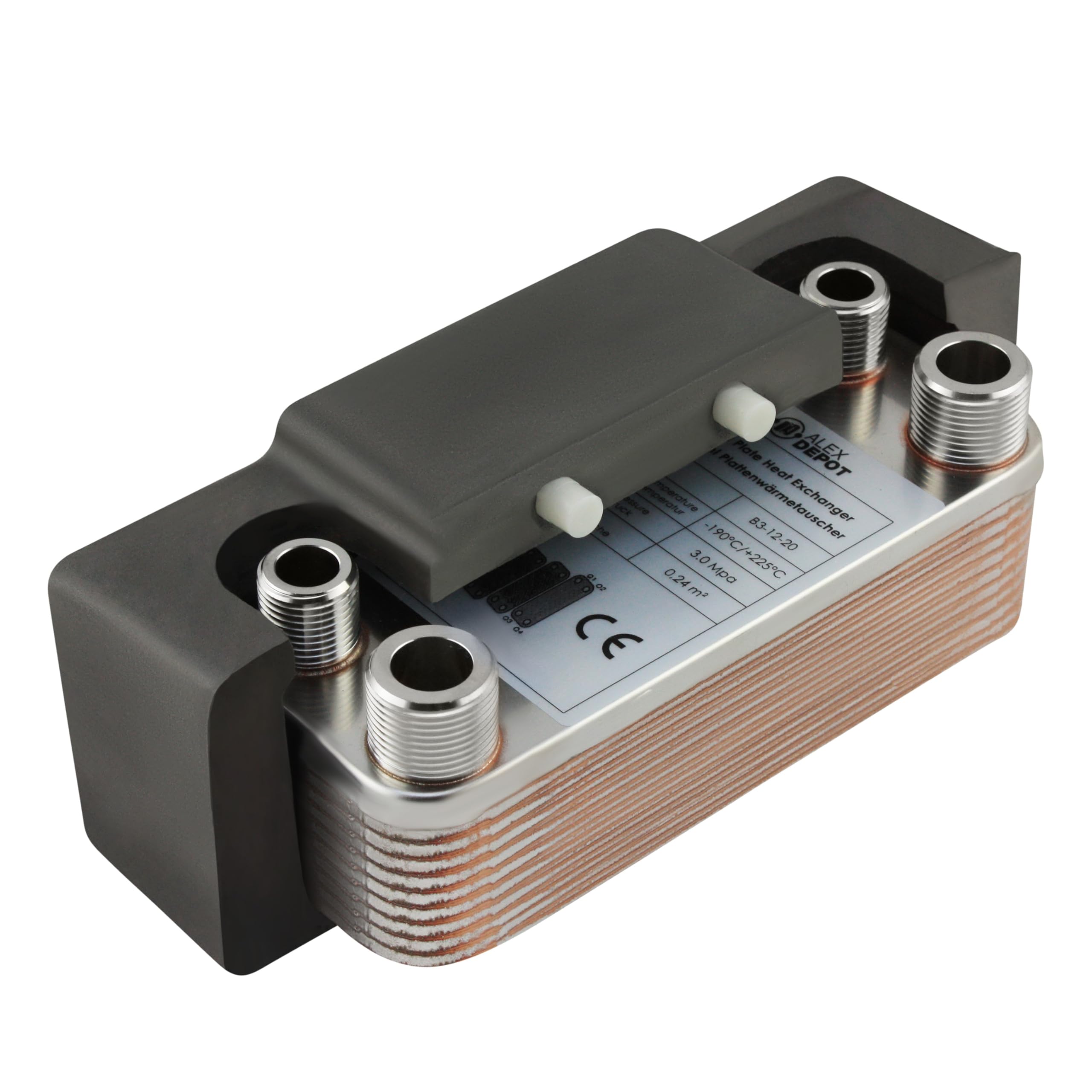 Intercambiador de calor de placas de acero inoxidable + aislamiento B3-12-20 con conexiones de 2x1/2 y 2x3/4 pulgadas. Calefacción solar de 45kW (PWT+Iso)