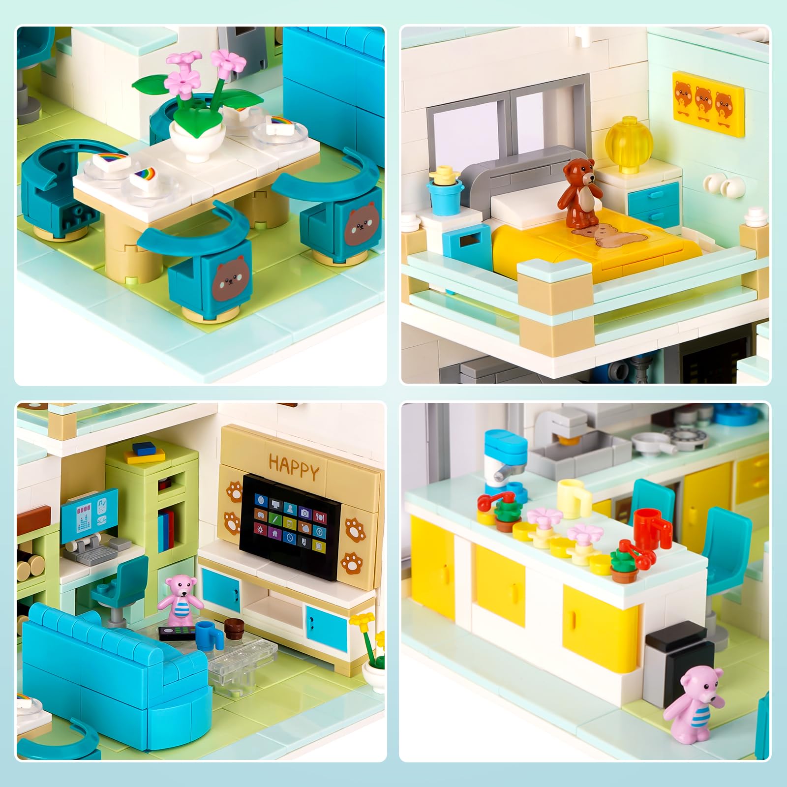 Jouet de Construction, Kit de Mini Modèle de Bloc Maison d'amis, Bloc de Maison Modulaire de Dessin Animé, Jouet Éducatif STEM Cadeau pour Ados Enfants 8+, 1035 Pièces