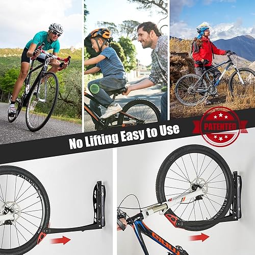 Miniatura 2 de Ultrawall BIKEPAL - Portabicicletas giratorias, solución de almacenamiento de bicicletas sin elevación para el hogar, soporte de bicicleta de