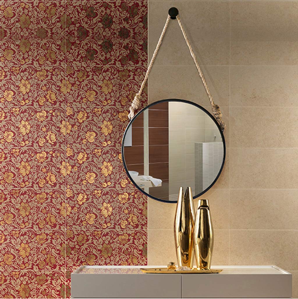 Specchio for Il Trucco Specchio for Il Bagno Specchio da Tavolo Circolare Smussato Vanità con Cornice in Metallo Elegante Arte in Ferro for Camera da Letto Soggiorno Corridoio/Nero/40Cm