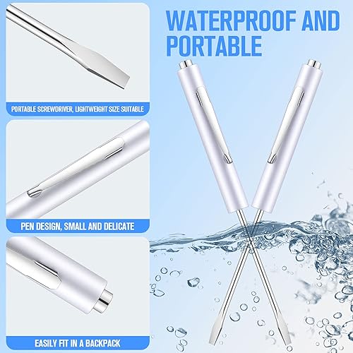 Miniatura 4 de 10 piezas de destornillador de bolsillo, mini tapas y clips de bolsillo, destornillador de bolsillo magnético ranurado con una sola cabeza de hoja