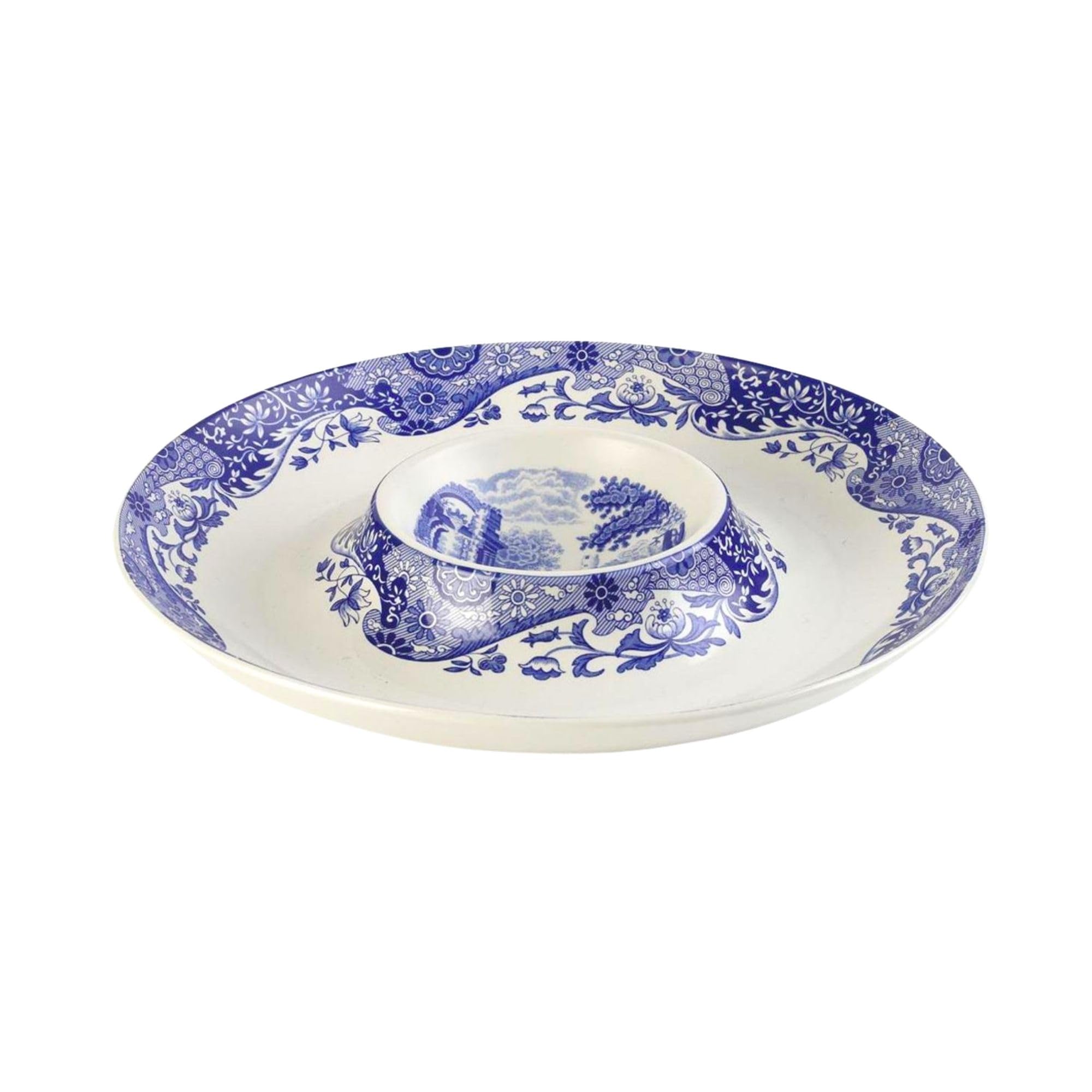 Blue Italian Chip n Dip 14-1/2 inches