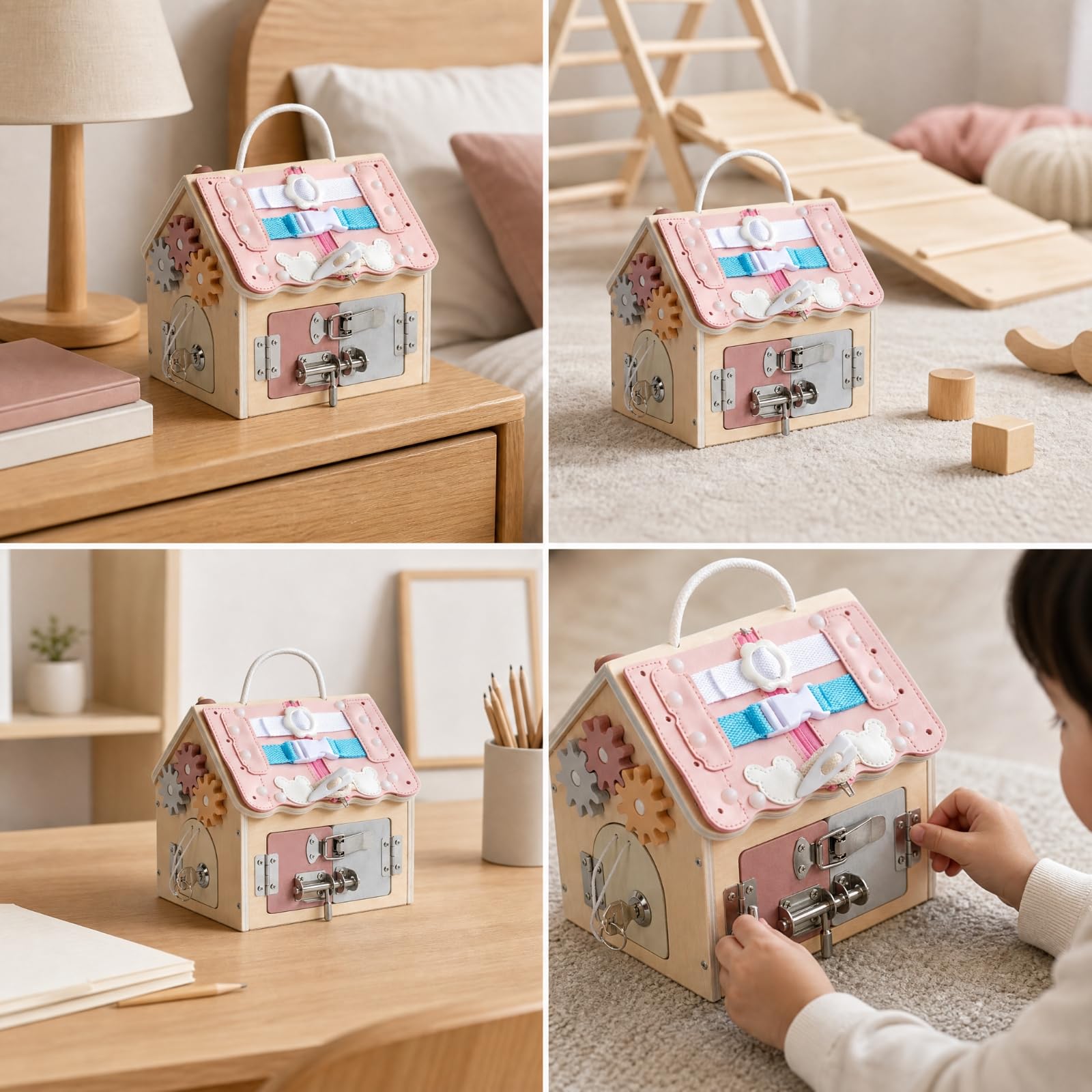 Lernkonzept-Beschäftigungshaus Feinmotorisch Fördernd Aktivitätenhaus aus Fördert Feinmotorik Activity Board für Spielzimmer, Klassenzimmer
