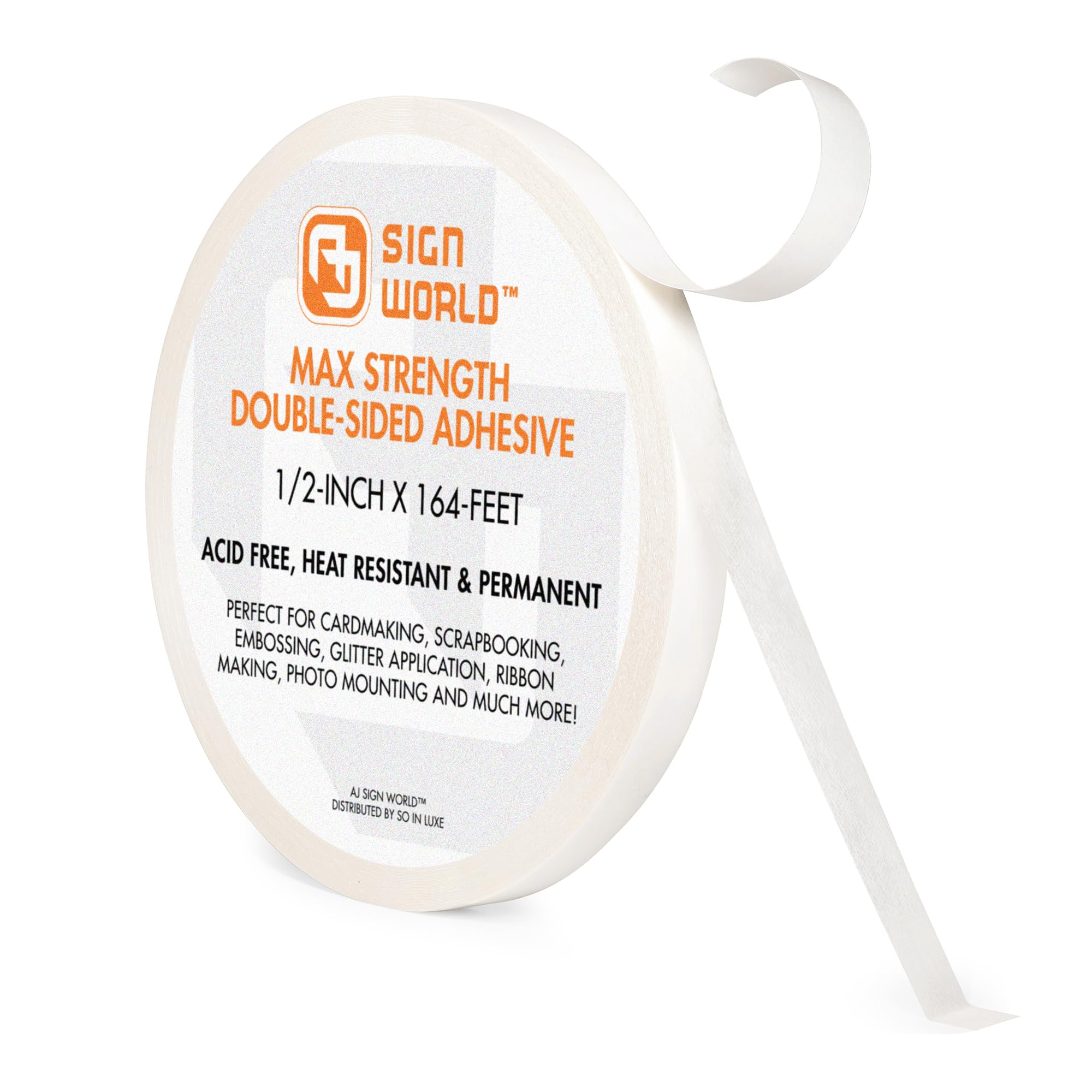 Best 1/2" MAX Strength Thin Permanent Double-Sided Tape for Arts, Crafts, Photography, Scrapbooking, Tear-by-Hand, Paper Backing (1/2-Inch by 164-Feet/55 Yards)…