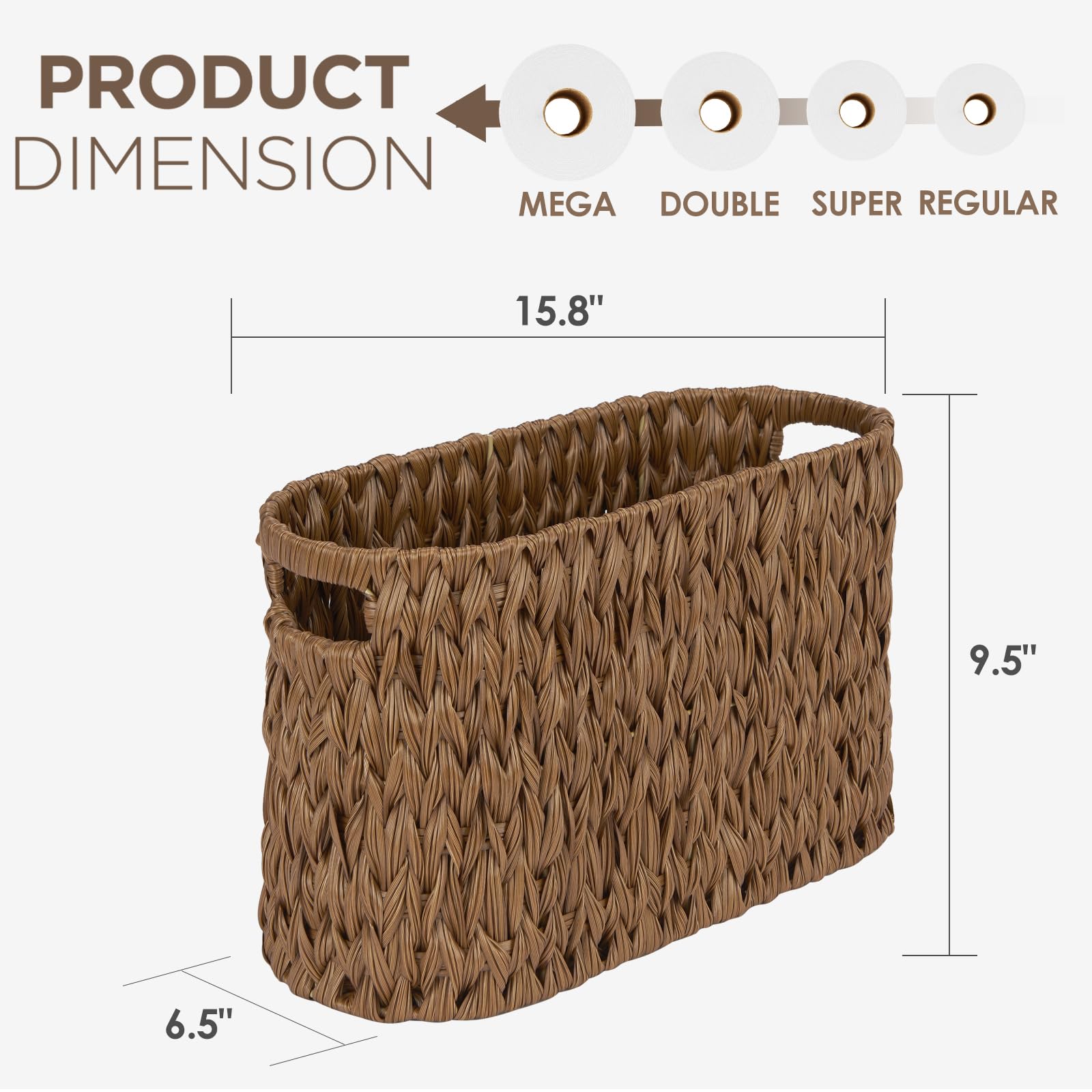 Almacenamiento de papel higiénico, cesta de papel higiénico para almacenamiento de baño, 6 rollos, organizador de papel higiénico impermeable para almacenamiento, cesta de almacenamiento de
