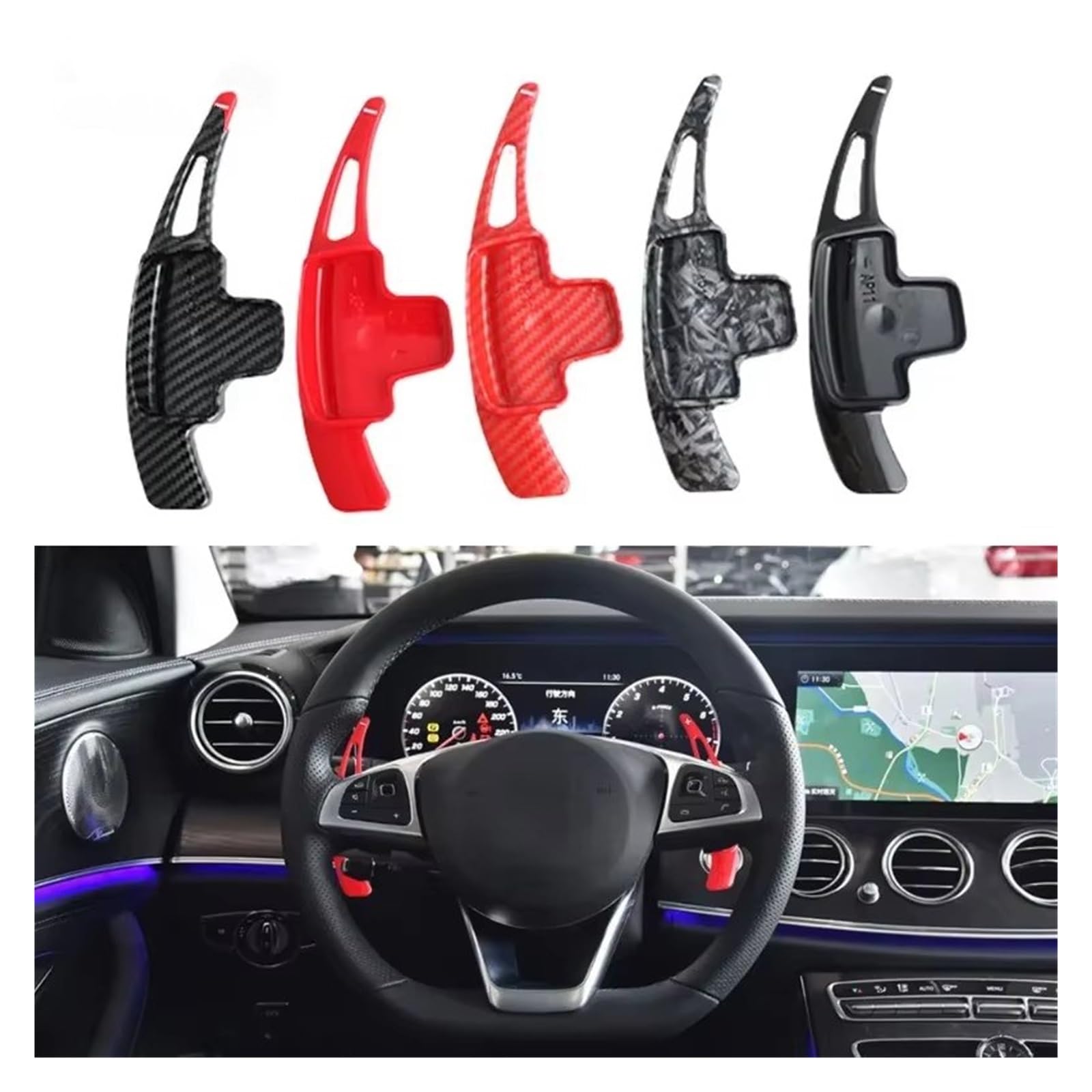 Krzywki Kierownicy Dla Benz A B E R Dla Klasy Dla GLK Dla SLK Dla SLK Automatyczna Kierownica Łopatki Zmiany Biegów Sprzęt Samochodowy Półautomatyczne Sprzęgło Czerwone(Black)