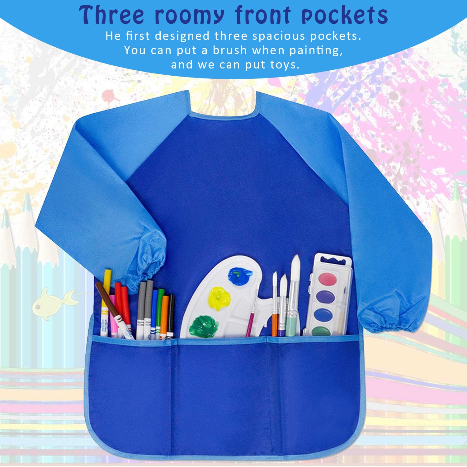 ZEACCT 2 Pack Waterproof Kids Art Aprons for Ages 2 to 6 Years Durable Craft and Painting Smocks for Children Ideal for Cooking Clay and Creative Activities - Image 4