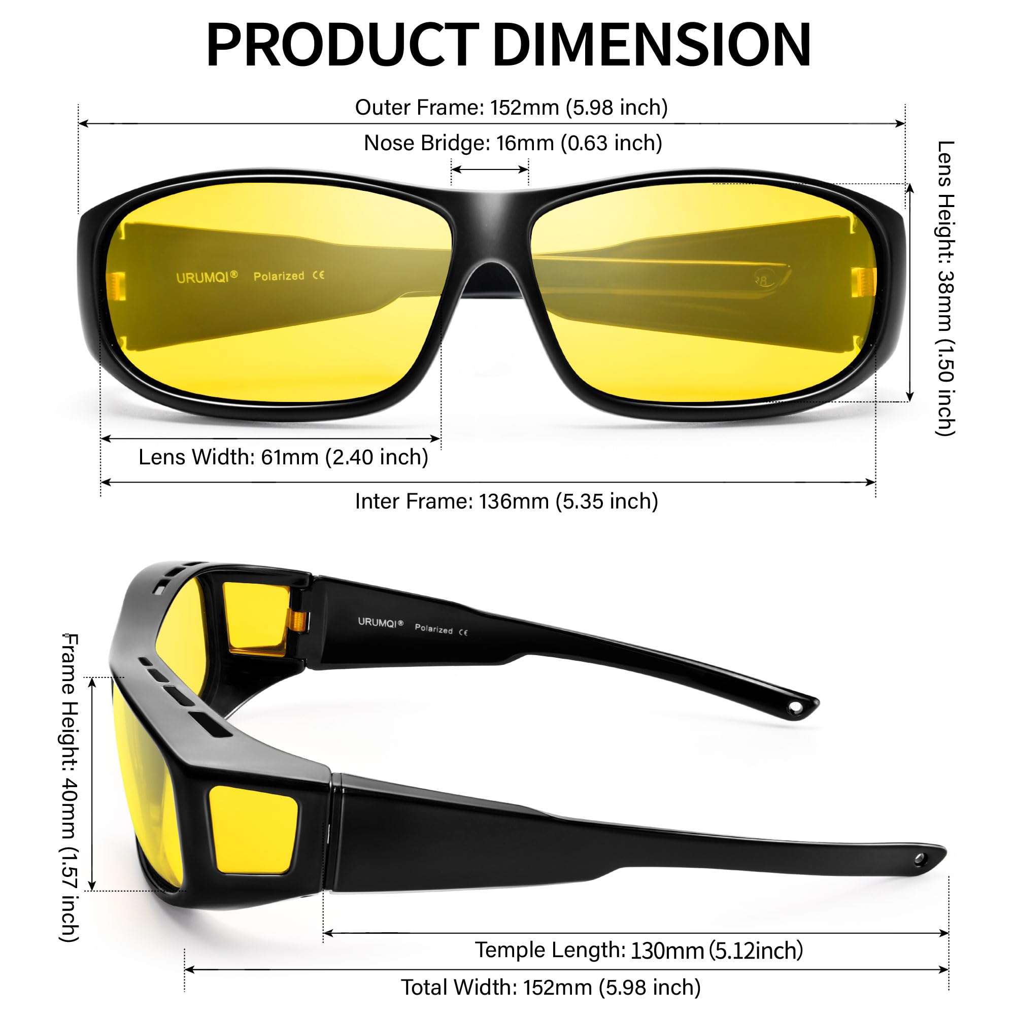 Snapklik.com : URUMQI Night Vision Glasses Fit Over Glasses For Men Women