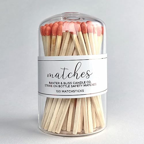 Banter & Bliss Modern Matchstick Bottle with Striker · 100 Long Orange Safety Matches