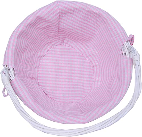 Miniatura 5 de Oypeip - Cesta de Pascua de regalo, cesta de almacenamiento ovalada de mimbre redonda con un asa desplegable, cestas de Pascua para niños, tela de