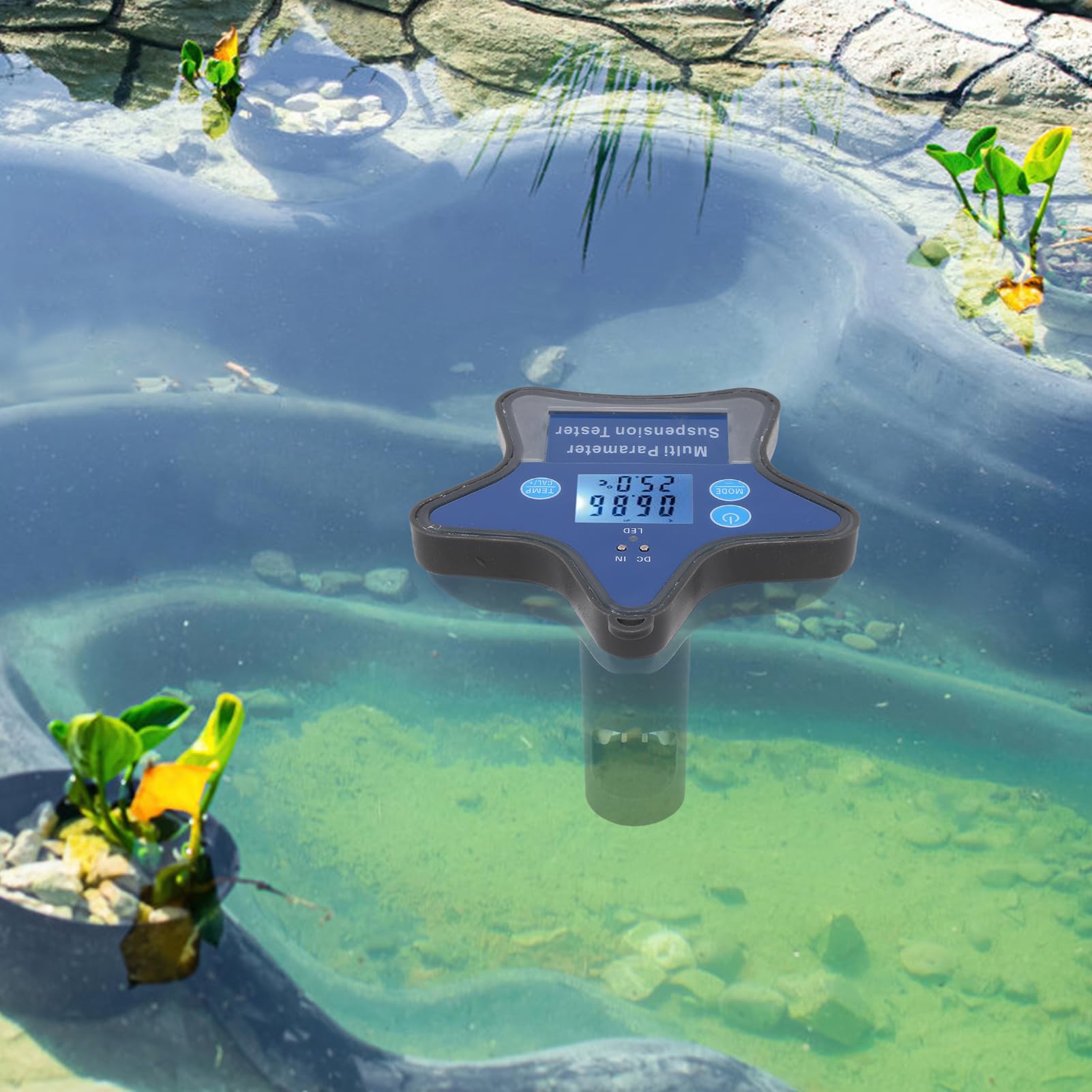 Fabater Medidor Multiparamétrico de Calidad del Agua BT para Piscinas de Agua, Analizador de Calidad BT Portátil con Prueba Multiparamétrica Simultánea y Diseño Automático de Ahorro de Energía,