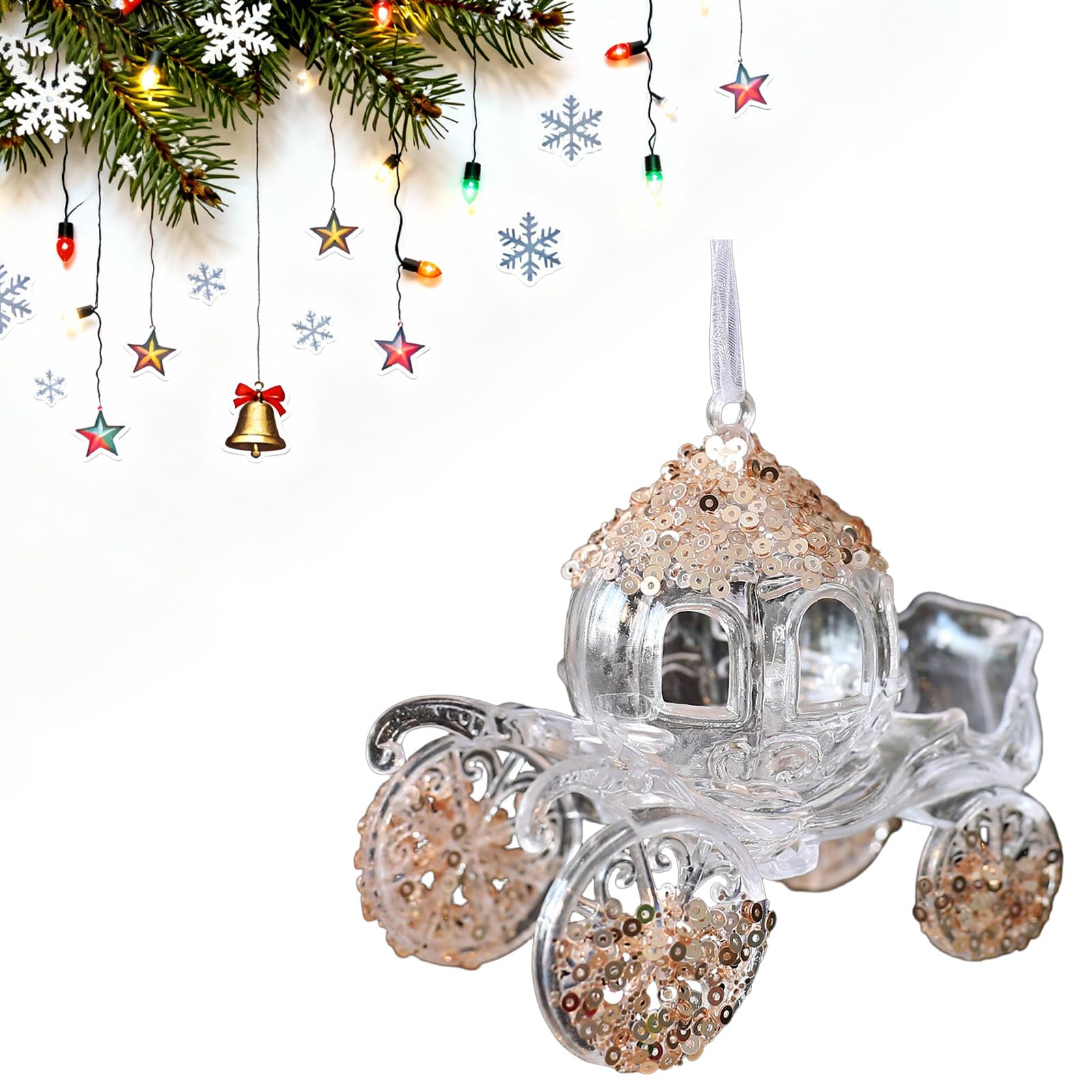 KAQNTUD Reusable Transparent Acrylic Snowflakes Ornament with Design for Holiday Decoration Sustainable Festive Acrylic Hanging Decoration