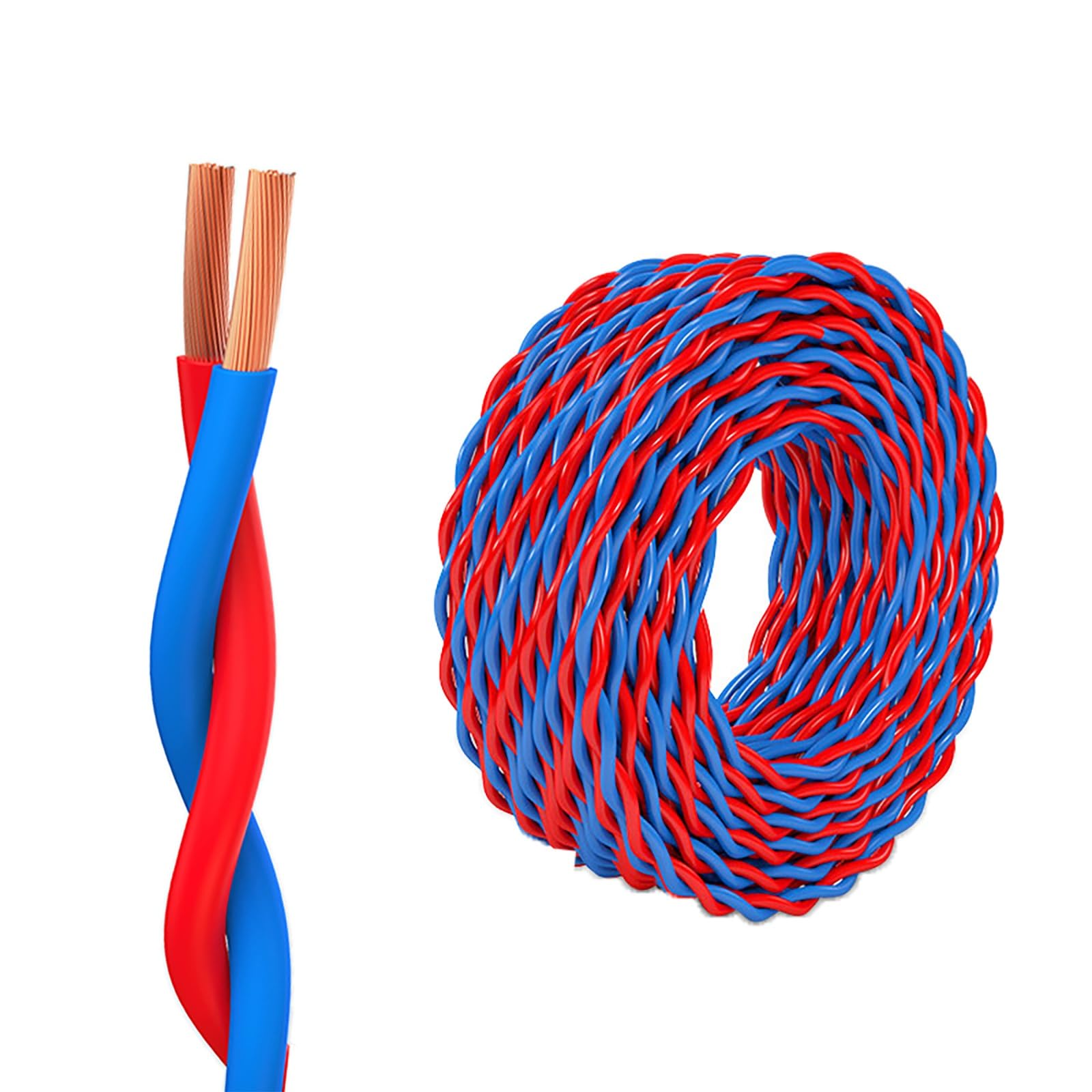 Cavo elettrico 18/17/16 AWG, coppia intrecciata, rosso/blu, cavo flessibile isolato in PVC, per illuminazione a LED, ricarica di bicicletta elettrica e collegamento di energia (30,5 m, 1,5 mm² (16 AWG
