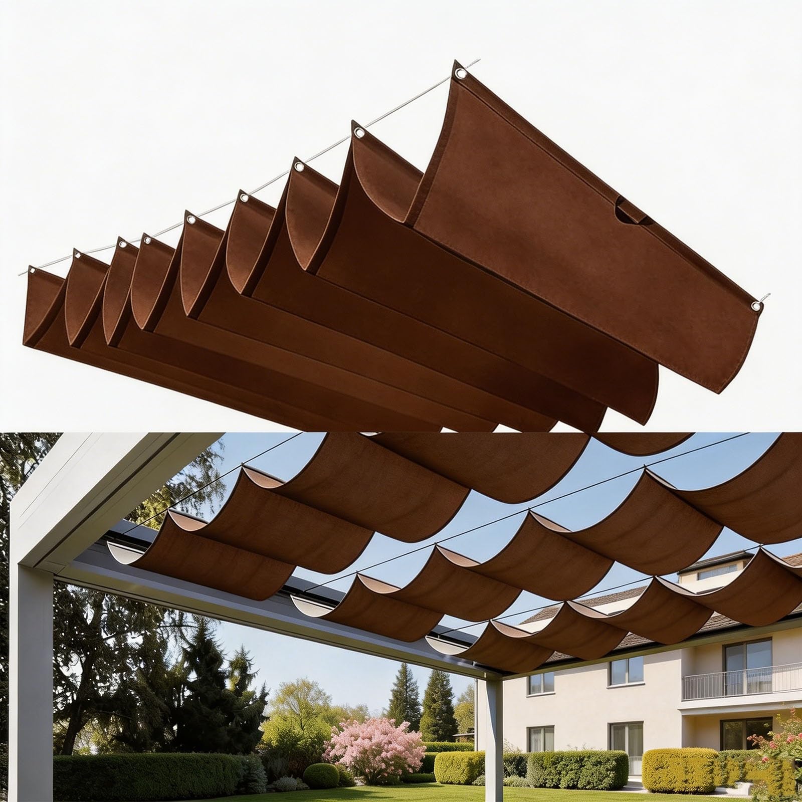 Voile d'ombrage rétractable contre la chaleur sur terrasse | Toile ajourée 1x5m anti-UV 98%