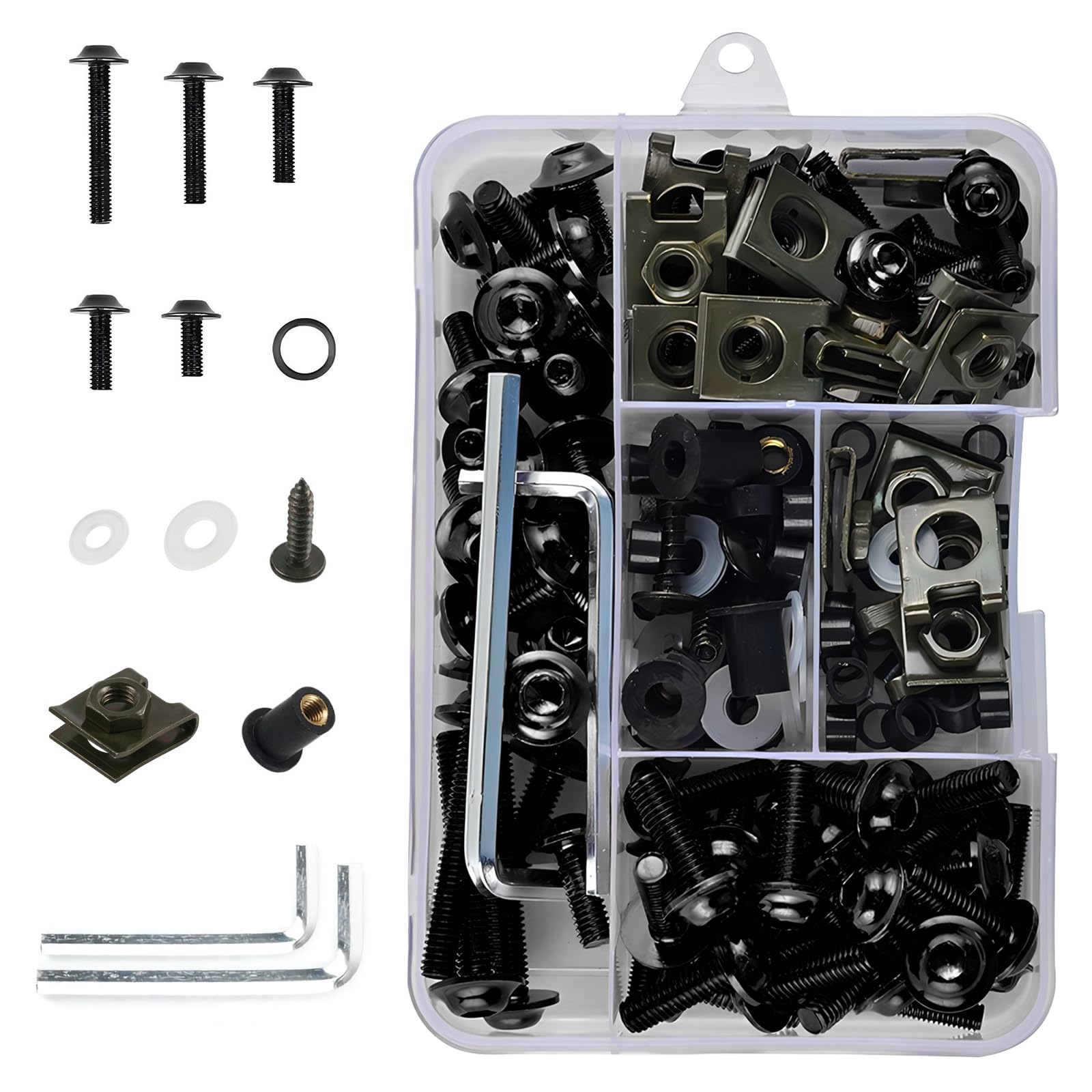177 PCS Motorcycle Fairing Bolt Kit, Fairing Bolts Nut Clips Kit, M5 M6 Motorcycle Windsc…