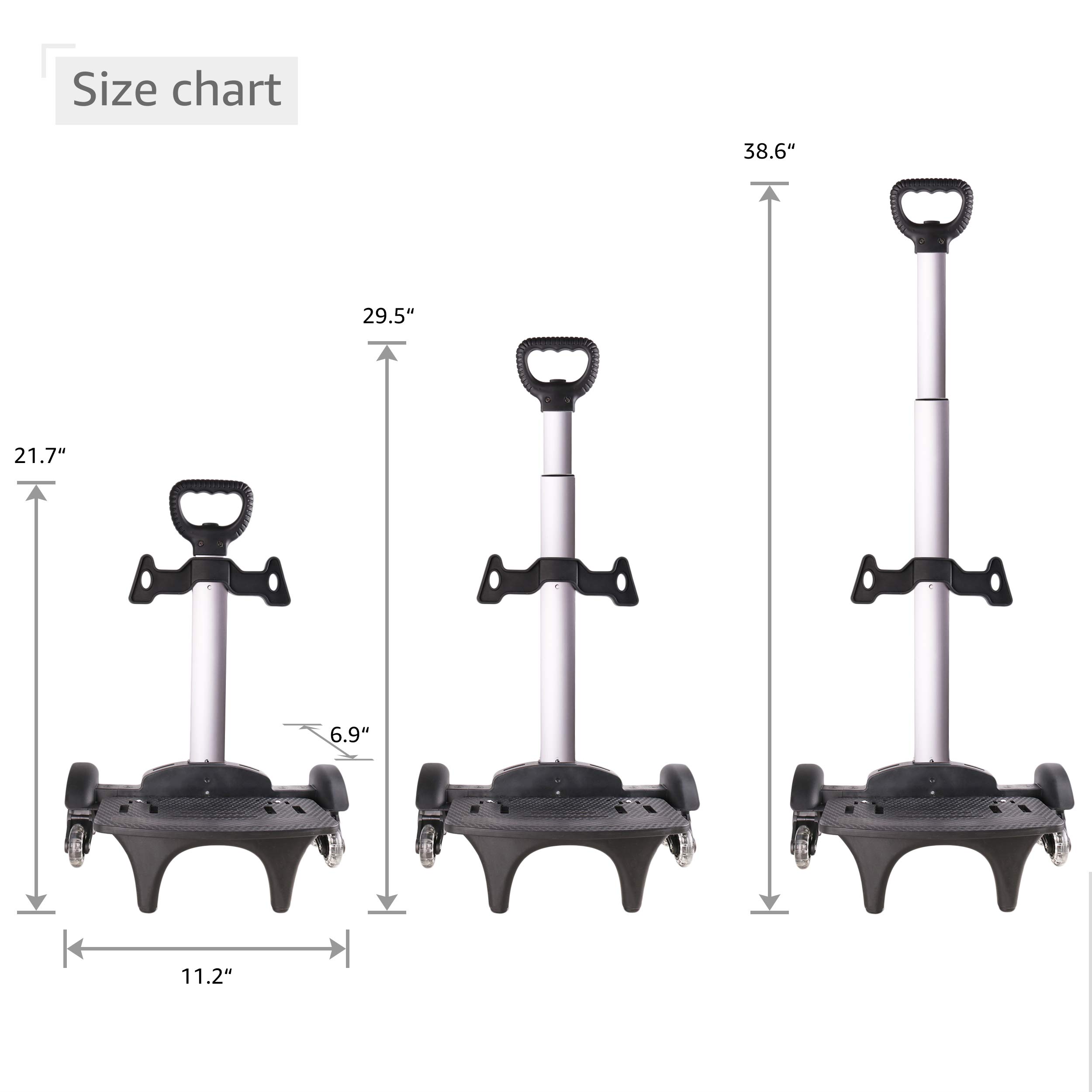 Trolley per zaino – Trolley a mano in lega di alluminio non pieghevole carrello per borse scolastiche, bagagli, zaini, ruote