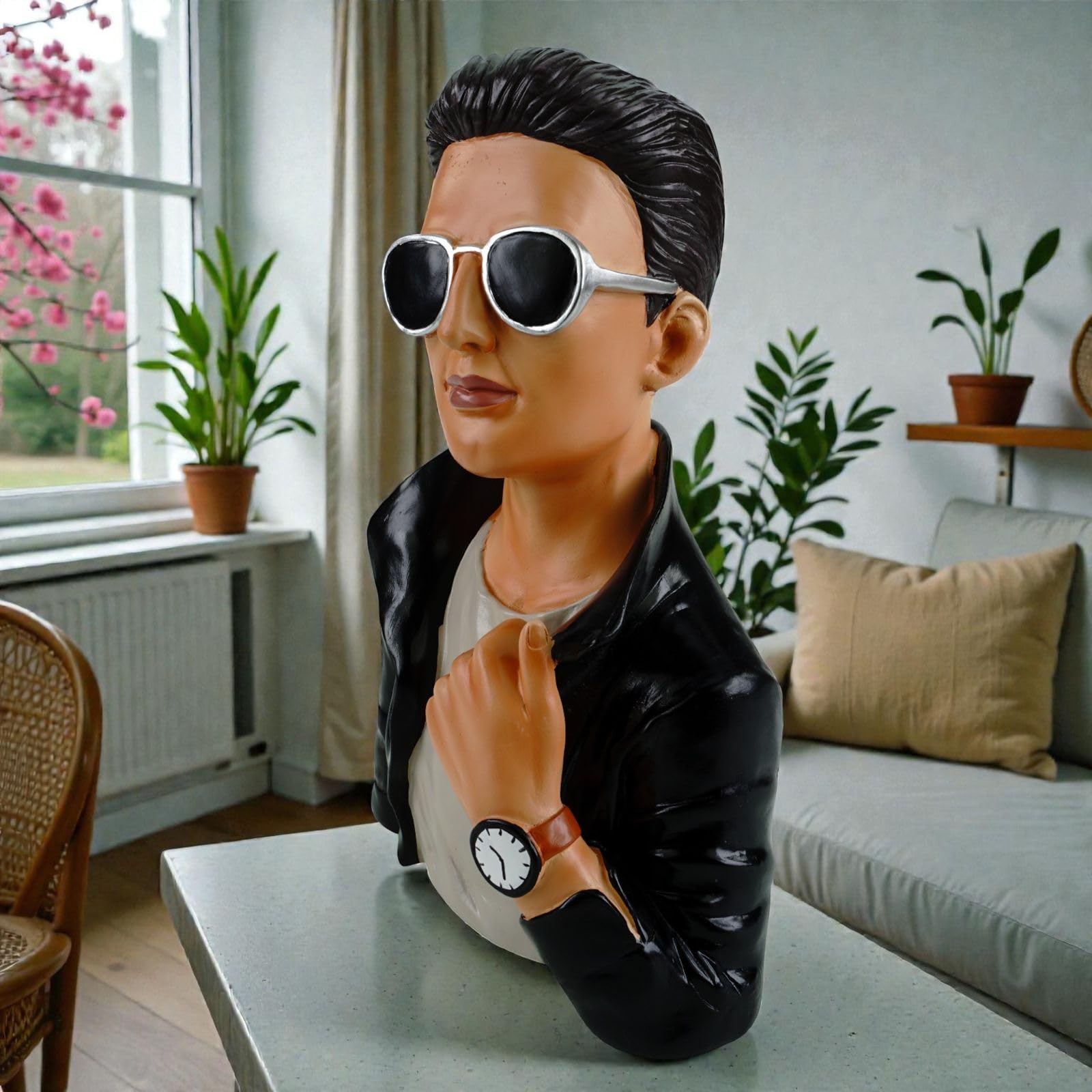 formano Deko Büste Mann modern Dekofigur Männerbüste Polyresin Handbemalt 26 cm Stilvolle Wohnaccessoires in Weiß-Schwarz Elegante Tisch- & Regaldekoration