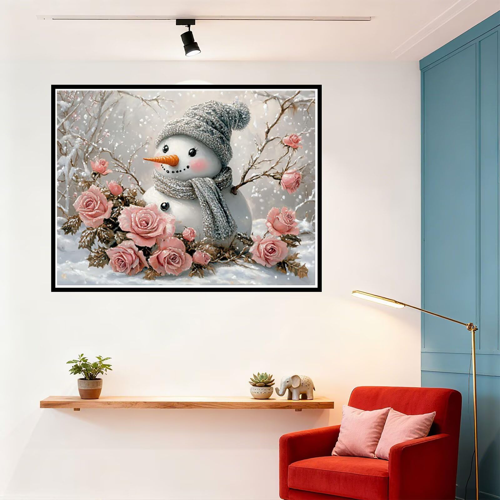 Fiori Dipingere con i Numeri Adulti Pupazzo di Neve Dipingere con i Numeri Regalo Bambina 7 Anni, Hobby Creativi Adulti Painting by Numbers Kit, per Decora Casa Regalo 60x80cm Senza Cornice H - 891