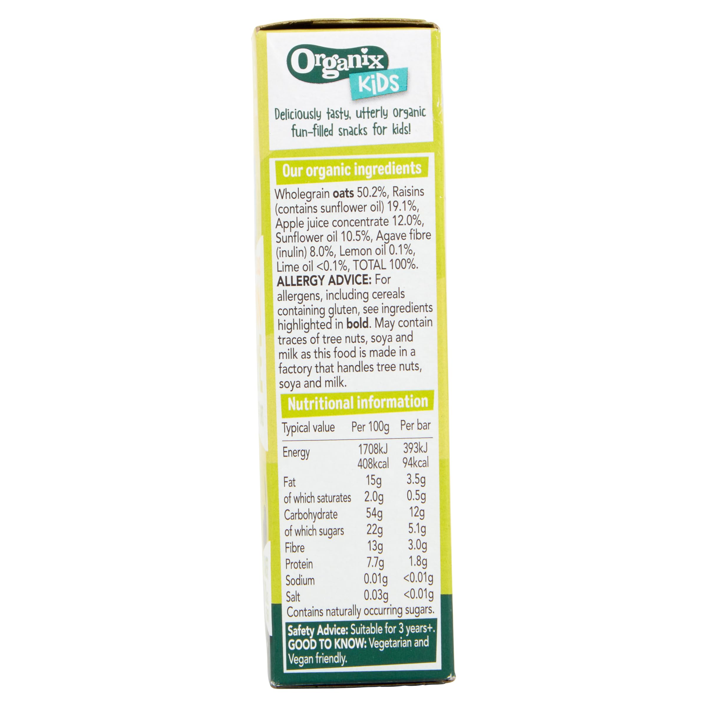 Organix Kids Luscious Barres d'avoine Citron et citron vert 828 g