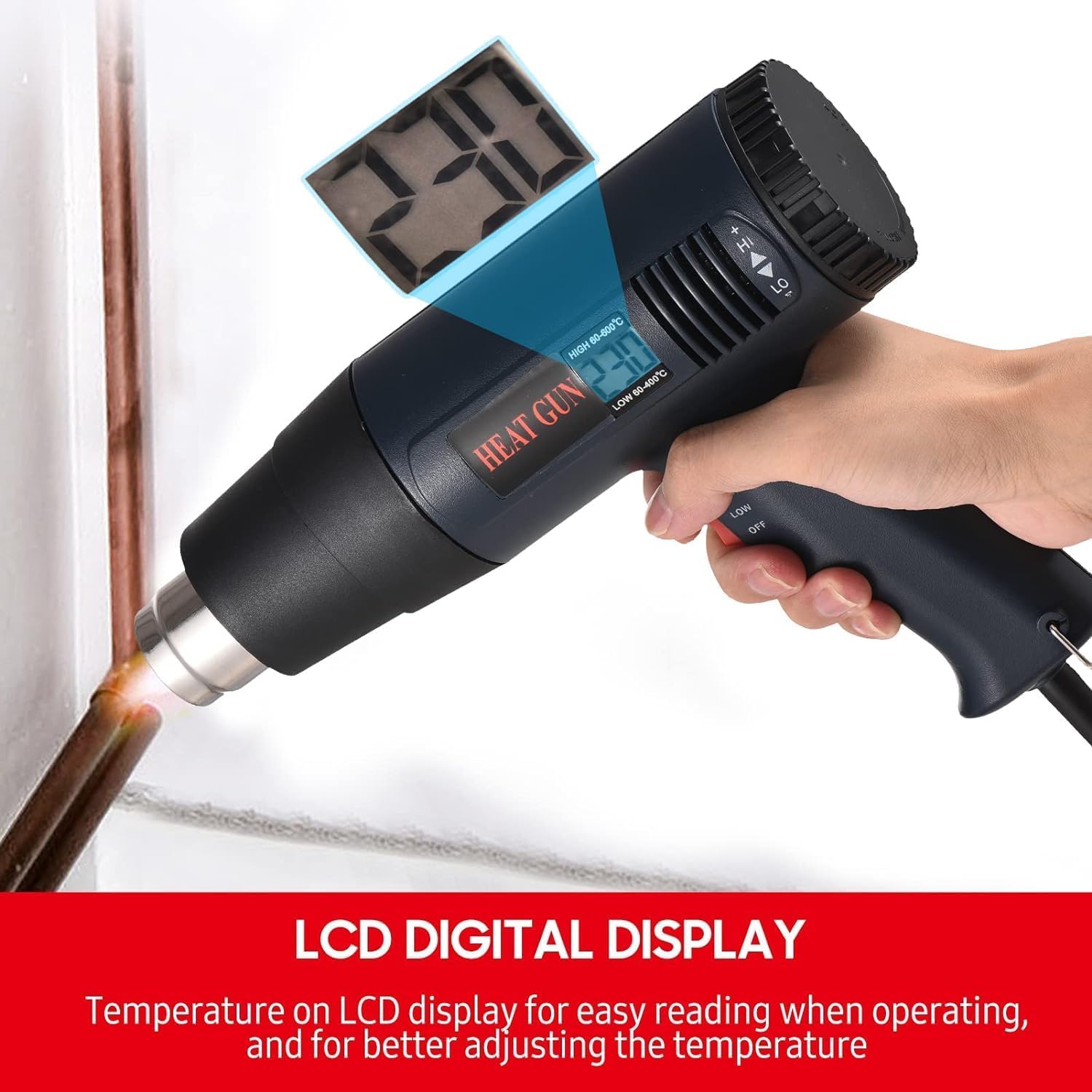Zestaw Opalarki 1800 W Przemysłowy Pistolet Na Gorące Powietrze Lcd Cyfrowa Przenośna Dmuchawa Ciepła Z Kontrolowaną Temperaturą