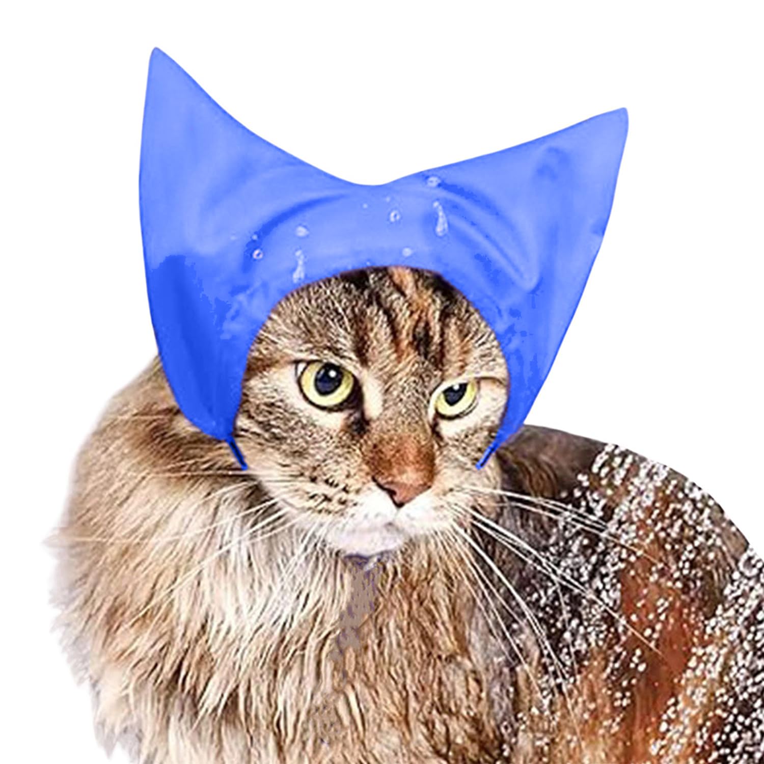 Blue Dream Island Cat Shower Caps,Adjustable Waterproof Pet Grooming Shower Hat,Cat Dog Bath Ear Protection Cap for Washing Bathing Swimming_Blue