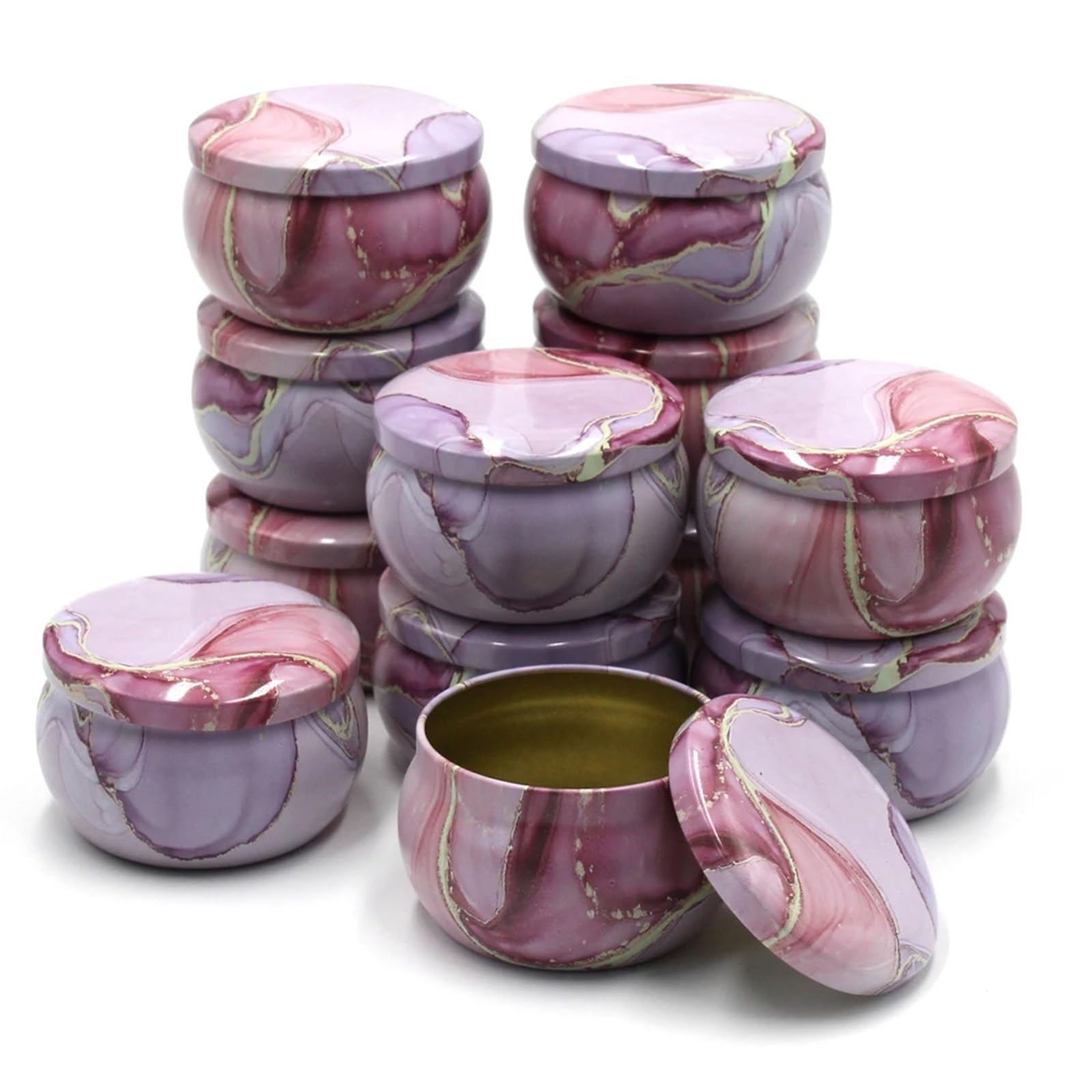 Candle Jars, Empty Candle Tin Jars Multicolor 12pcs 4oz DIY Candle Making Storage Case(Pink)