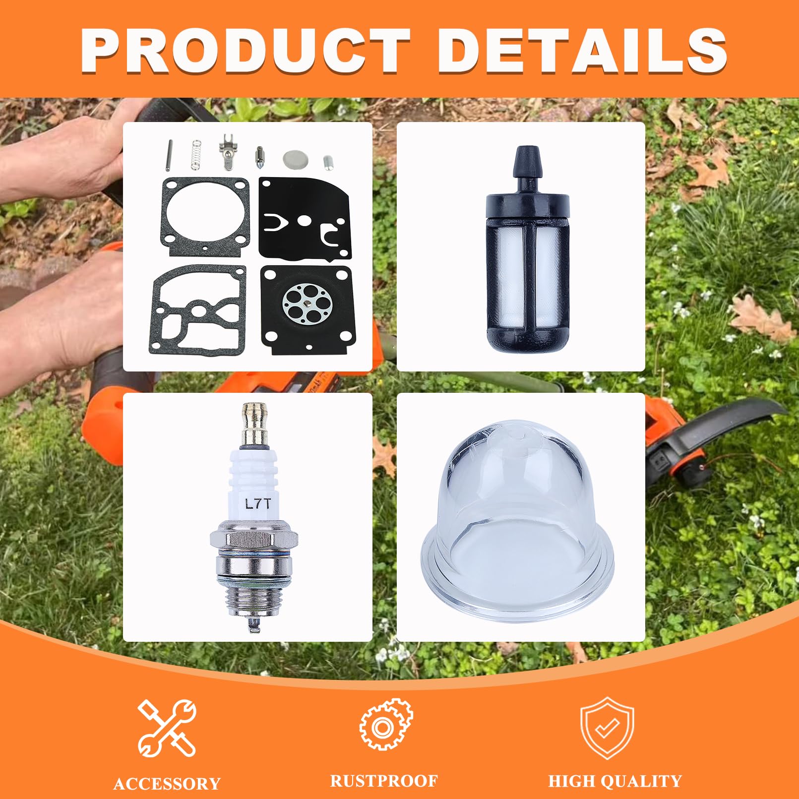 Kit de Reparación de Juntas de Carburador para Stihl FS 38, 45, 55, 46, FS38, FS45, FS55, FS46, HS45, BG45, BG85, MM55, BT45 y C1Q-S66, con Filtro de Aceite, Filtro de Combustible y Bujía