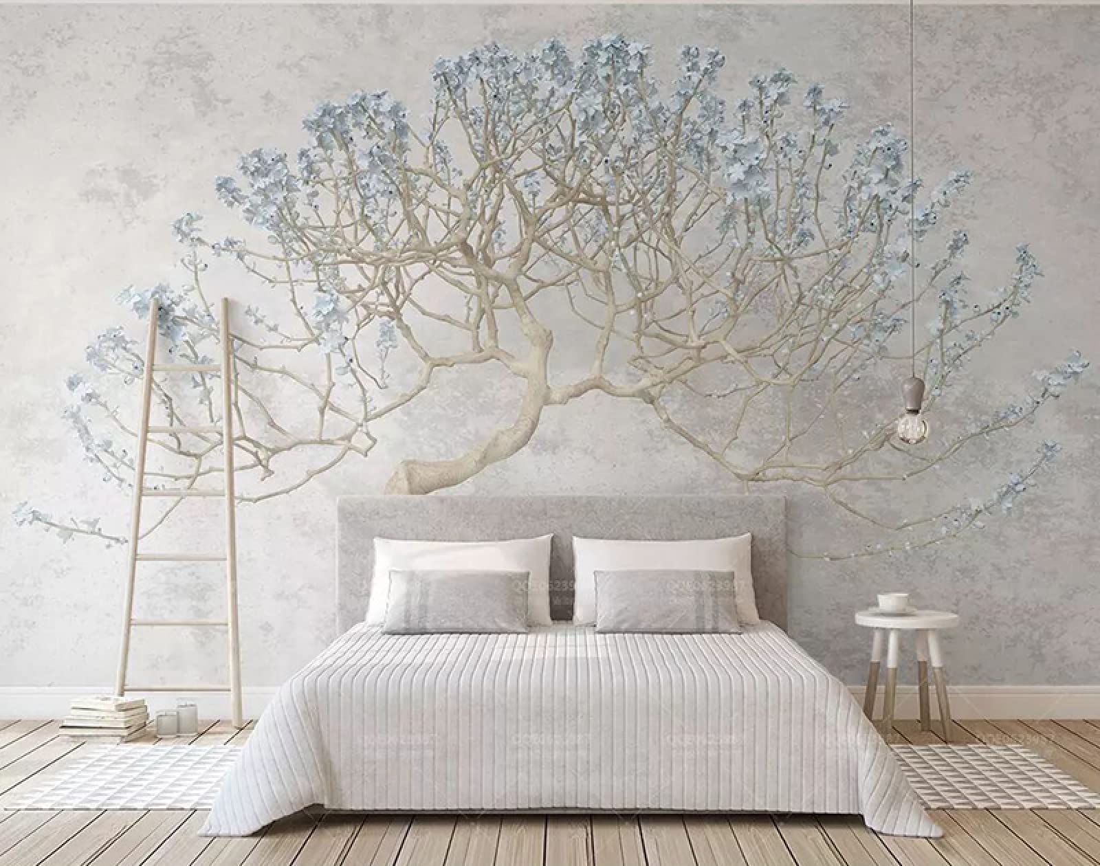 Arbre à fleurs papier peint effet relief 3D autocollant géant 400x280cm
