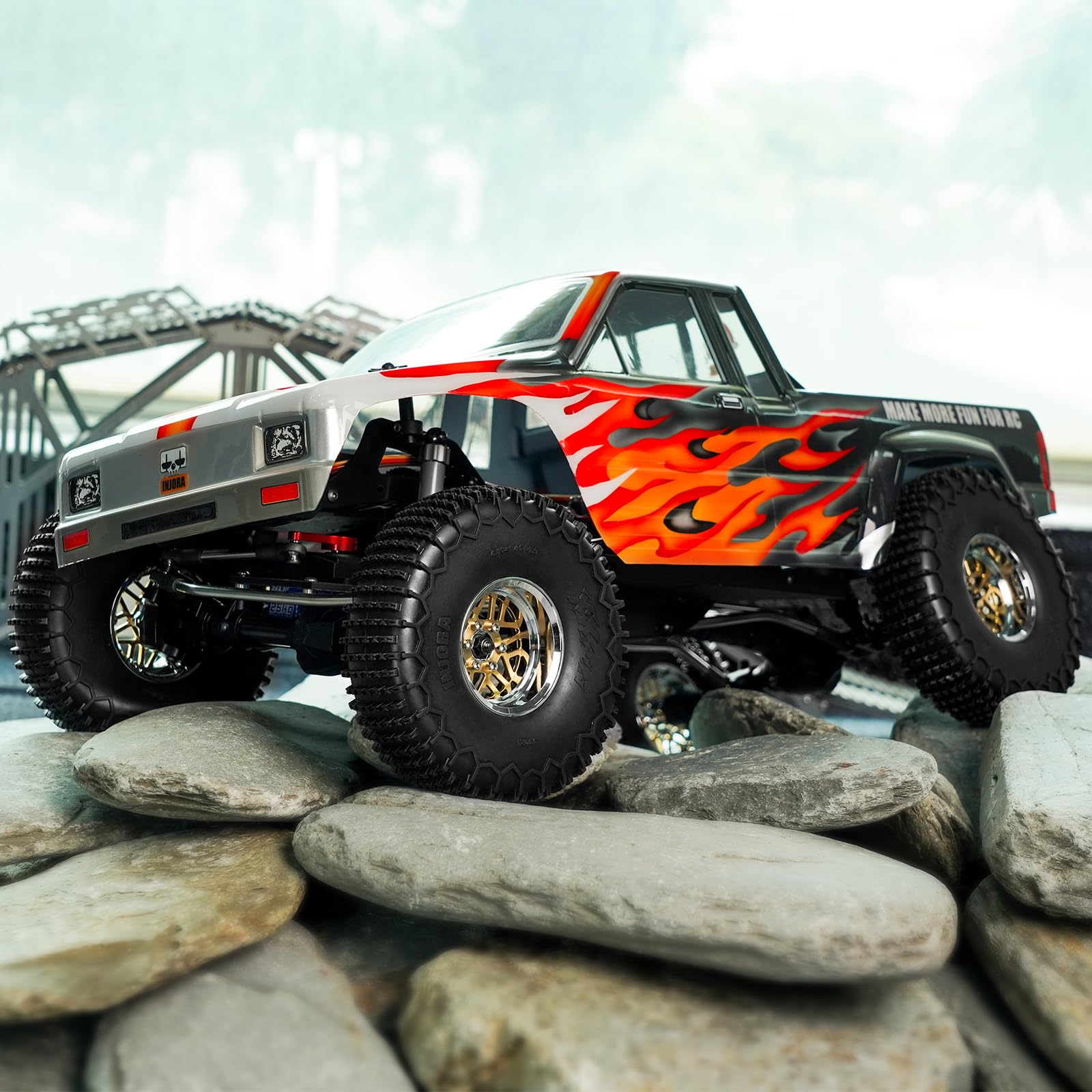 INJORA 1.9" XHX Pneus à Crampons - S5 122 * 36mm Pneus pour Voiture RC Crawler 1/10 SCX10 TRX4