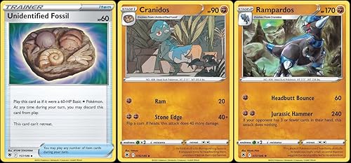 Rampardos 077189 - Astral Radiance - Lote de cartas de evolución Rare Pokemon - Cranidos - Juego de 3 cartas