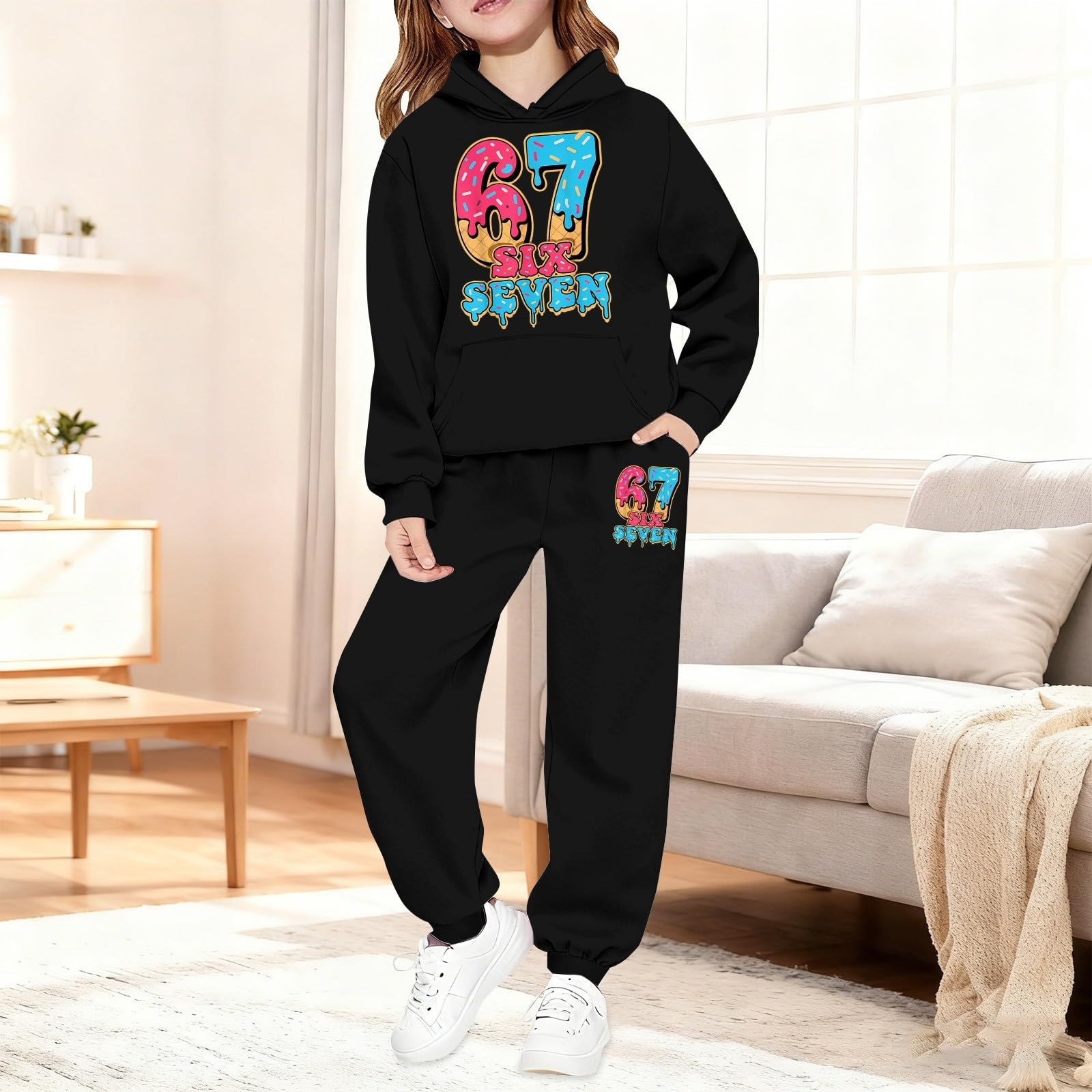 Six Seven - Traje deportivo para niños, unisex, 2 piezas, para el tiempo libre, con capucha y pantalones de chándal