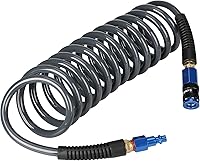 EADUTY 1/4" x 10ft Heavy Duty Polyurethane Recoil Air Hose - Lightweight Flexible Compressor Hose with Quick Coupler, Plug & Bend Restrictors, Gray