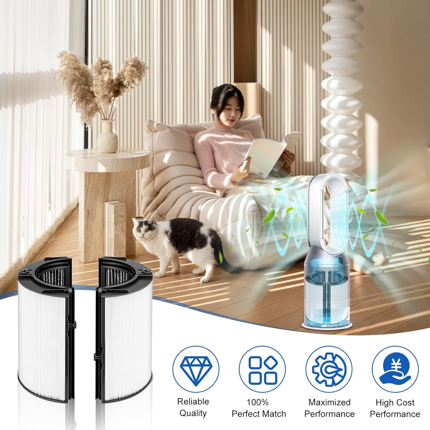 360 Combi Glass HEPA + Carbon Air Purifier Filter Replacement for Dyson TP06 HP06 PH02 PH01 PH03 PH04 HP09 TP09 HP07 TP07 TP10 HP10, Air Purifier Filter Replacements for Dyson