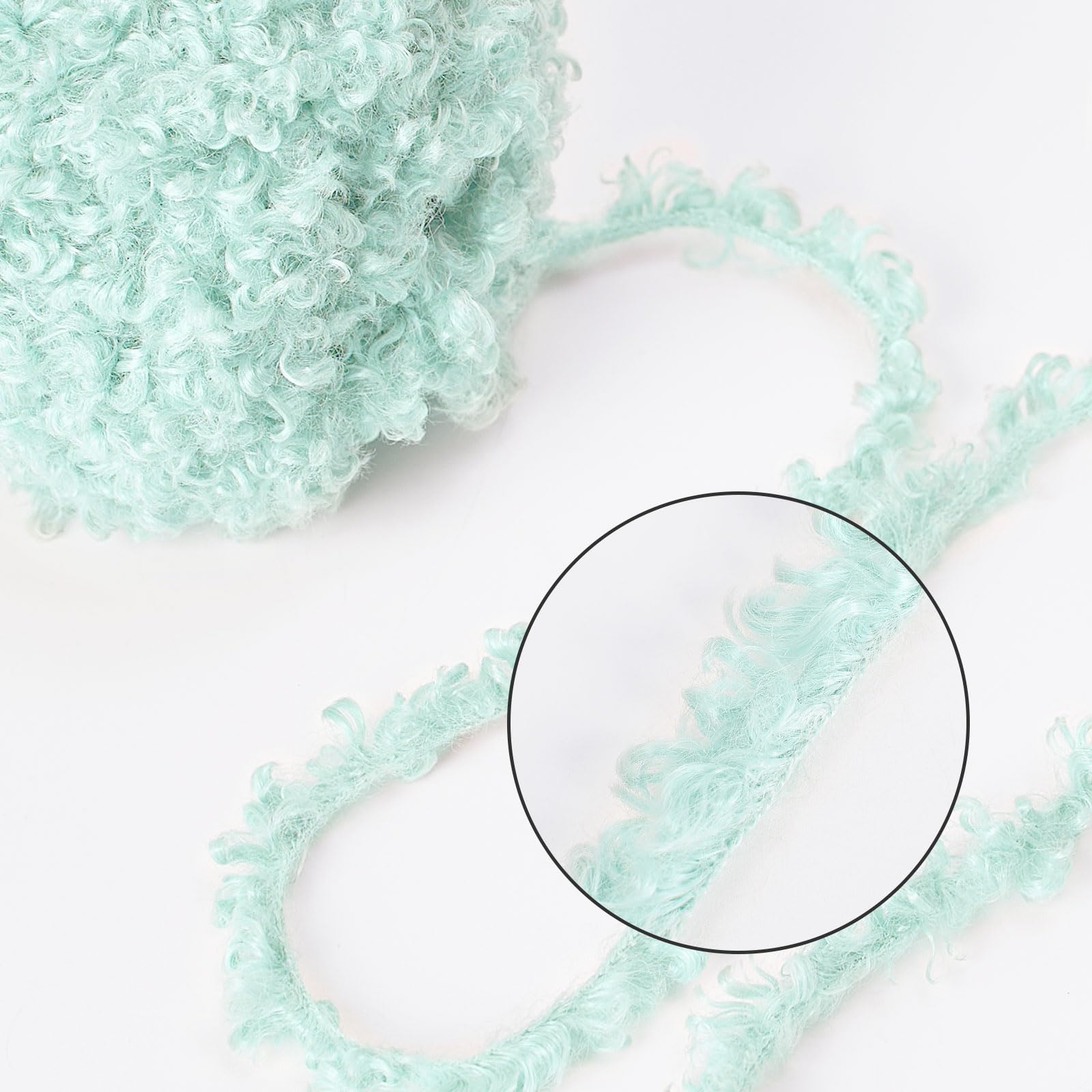 Pretty Jolly Teddy Fur Yarn - Super Soft, Chunky, Fluffy Faux Fur - Total Length 2×50m (100g×2) (Pale Blue) - Image 3