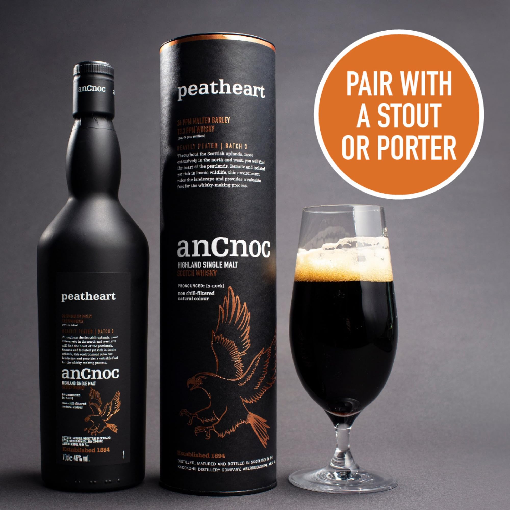 AnCnoc PEATHEART Heavily Peated Batch 3 46% Vol. 0,7l in Giftbox