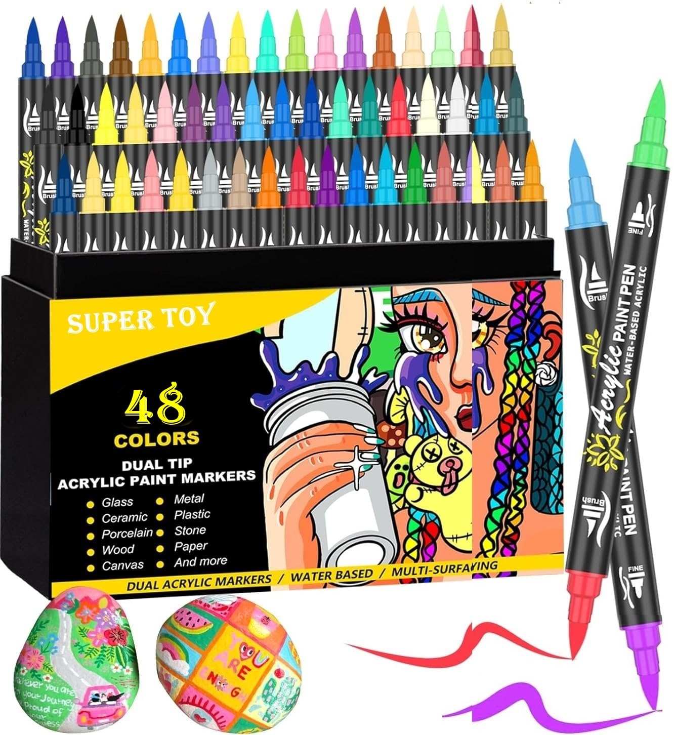 96 Color Acrylic Paint Markers - Art Supplies for Kids & Adults -1 96 Color Acrylic Paint Markers - Art Supplies for Kids & Adults -1