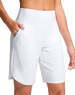 G Gradual Women's 9" Long Swim Board Shorts High Waisted Quick Dry Beach Swimming Shorts for Women with Pockets Liner